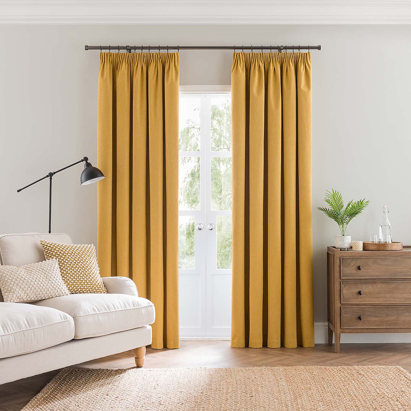 Luna Brushed Blackout Pencil Pleat Curtains