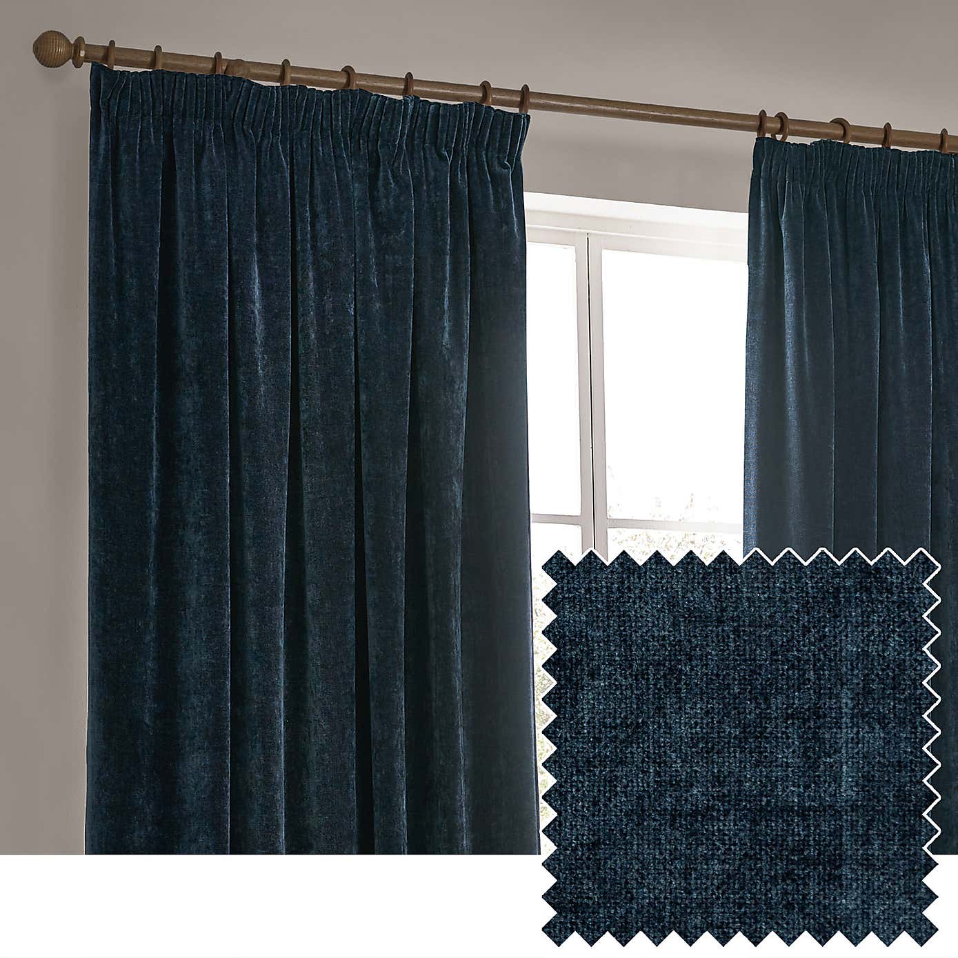 Yard Heavy Chenille Pencil Pleat Curtains