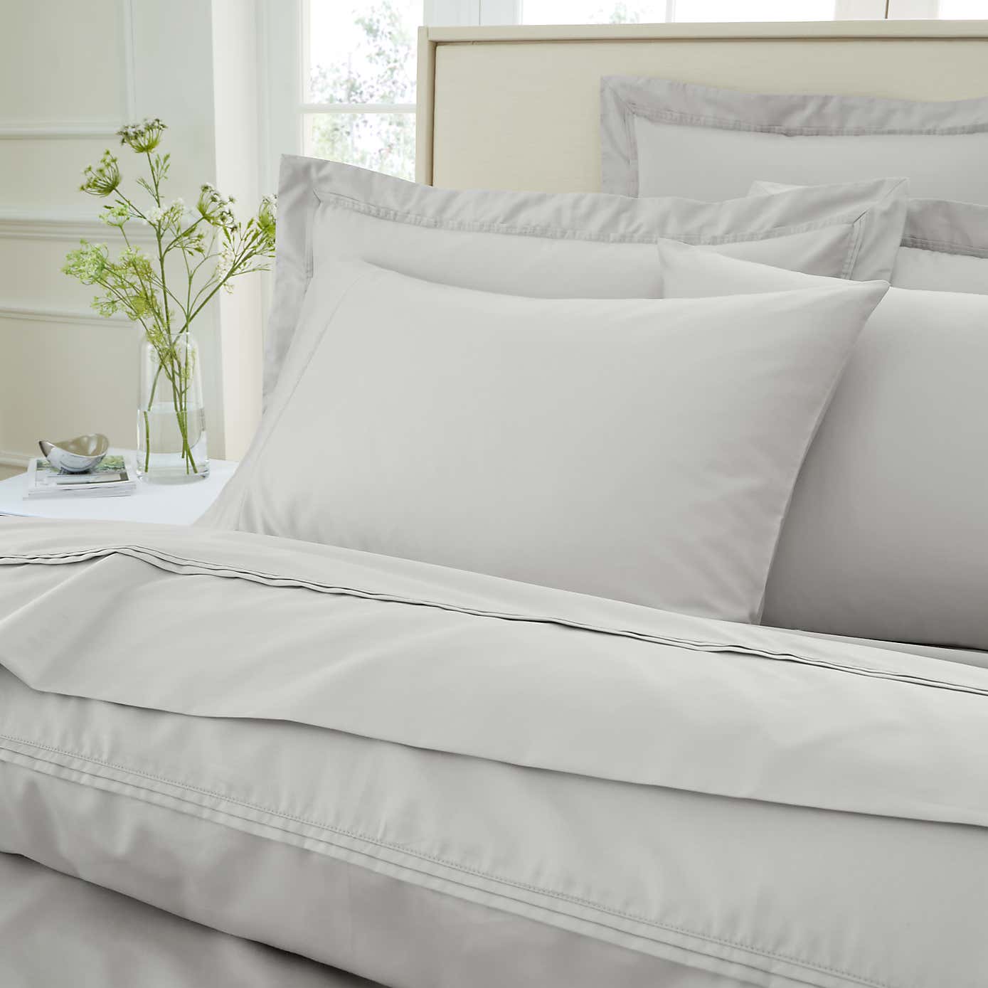 Dorma 500 Thread Count 100% Cotton Satin Plain Cuffed Pillowcase