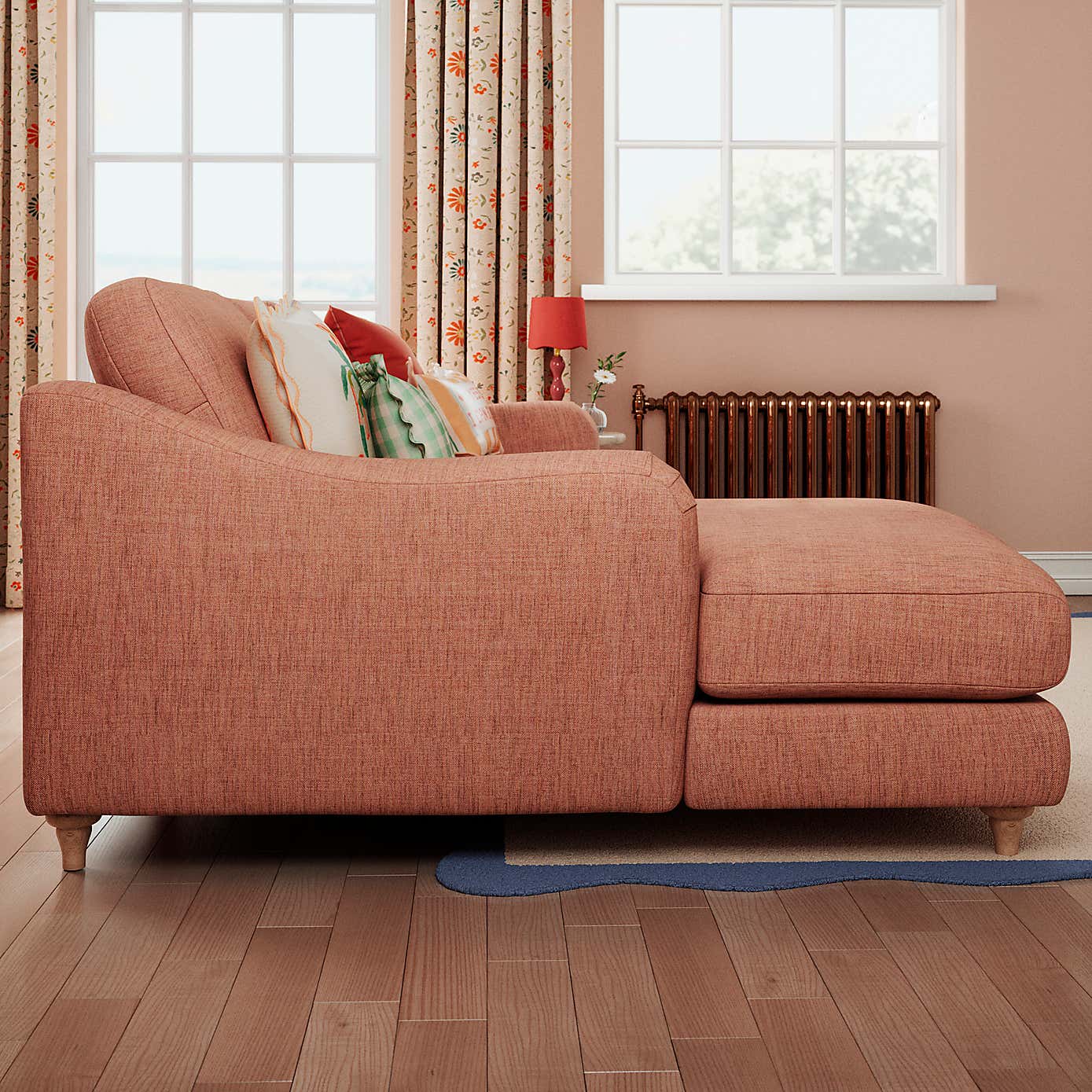 Hattie Slub Faux Linen Corner Chaise