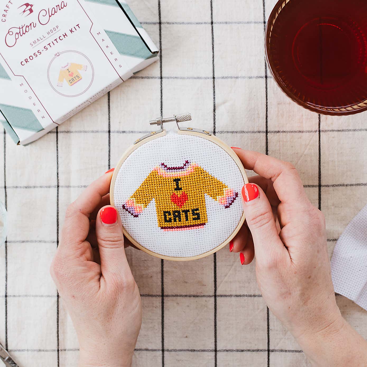 Cotton Clara I love Cats Cross Stitch Kit