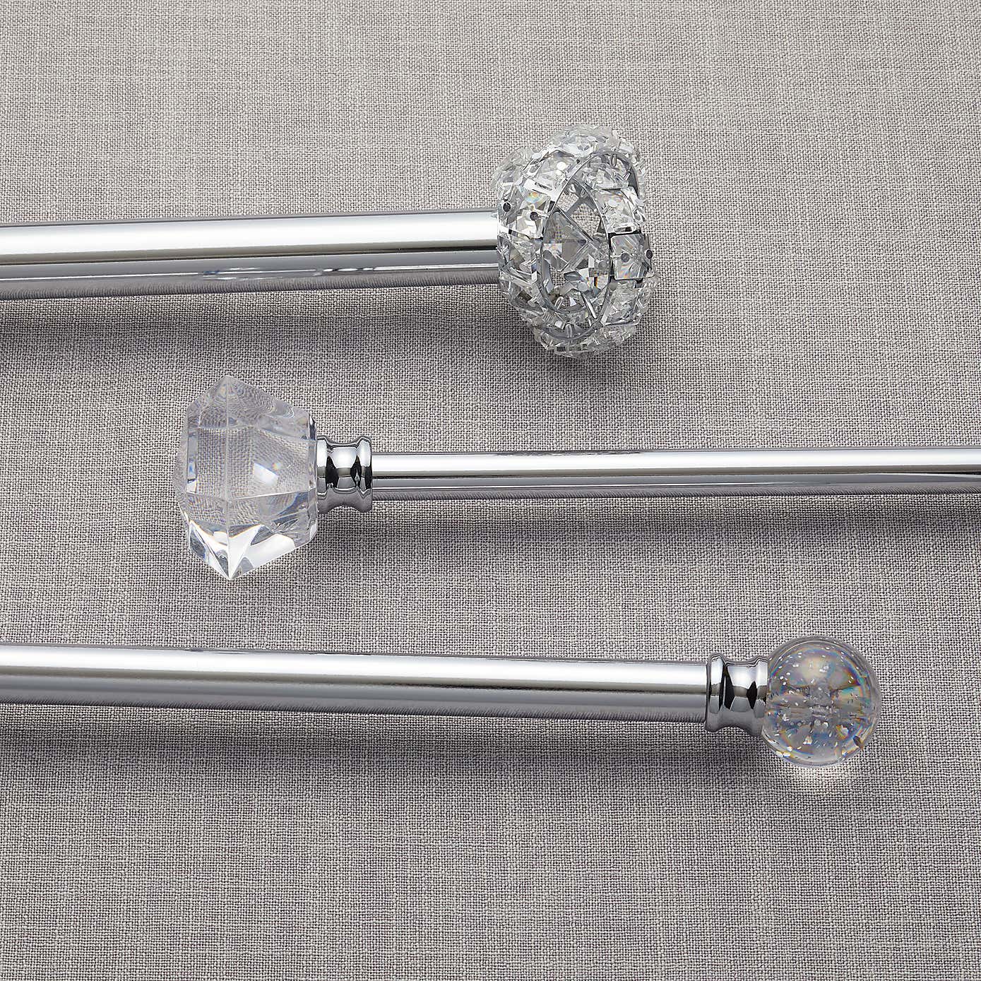 Glitter Ball Chrome Extendable Curtain Pole Dia. 16/19mm