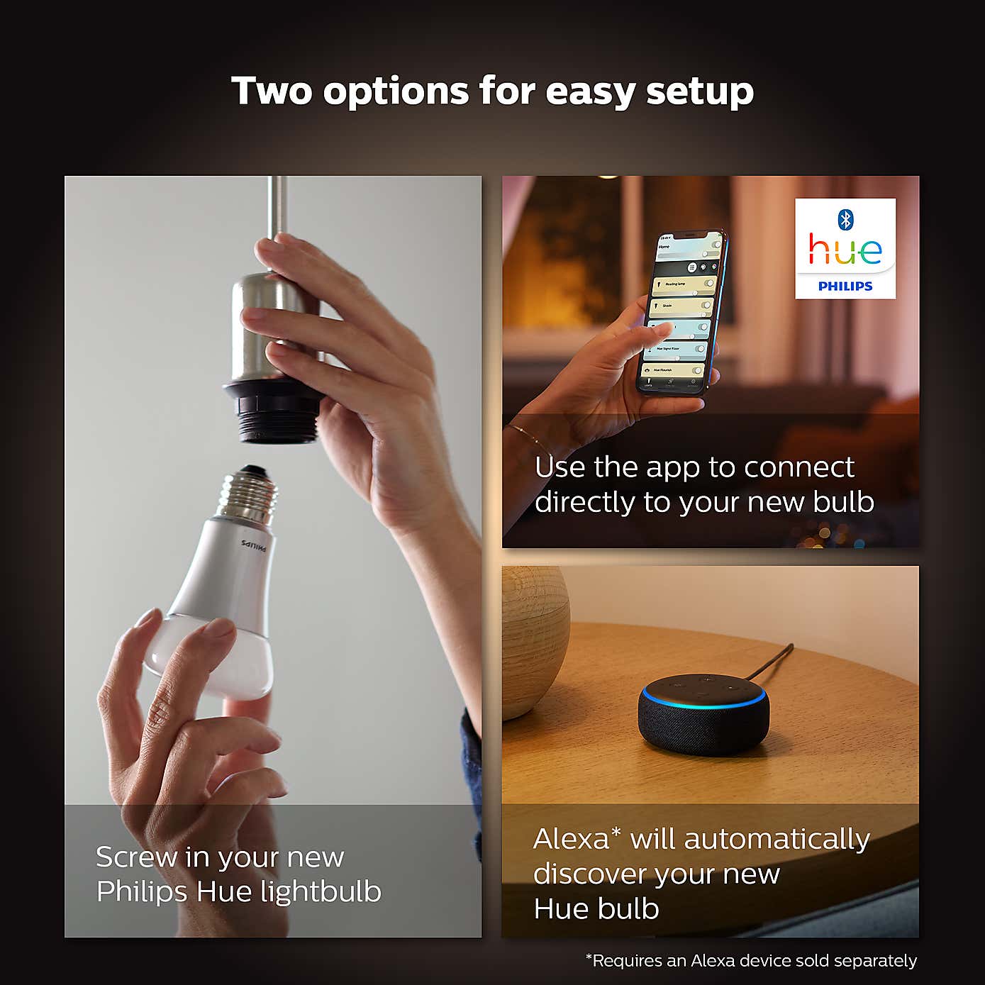 Philips HUE Smart 8 Watt BC LED Tunable GLS Bulb 2 Pack