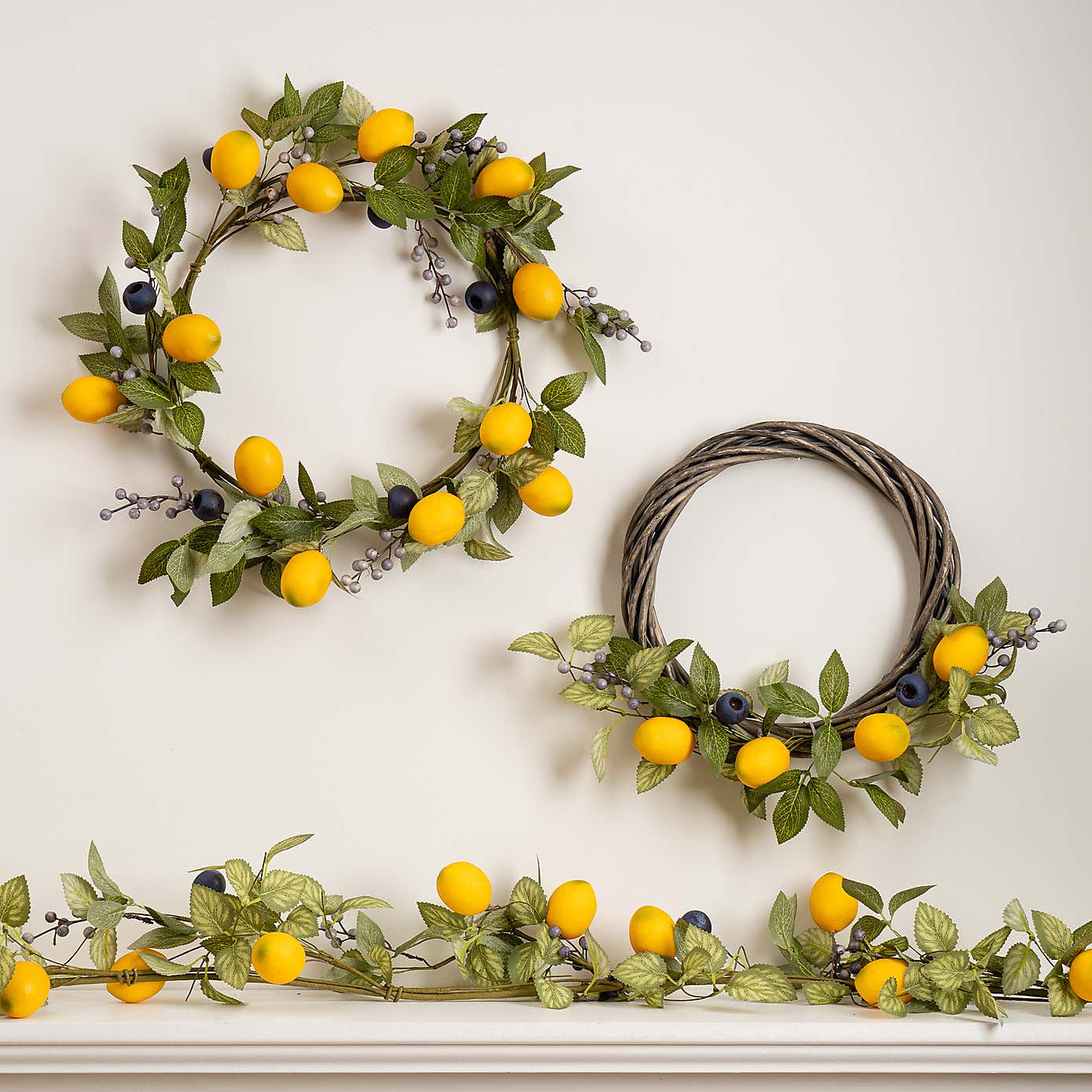 Artificial Lemon & Berry Twisted Base Wreath