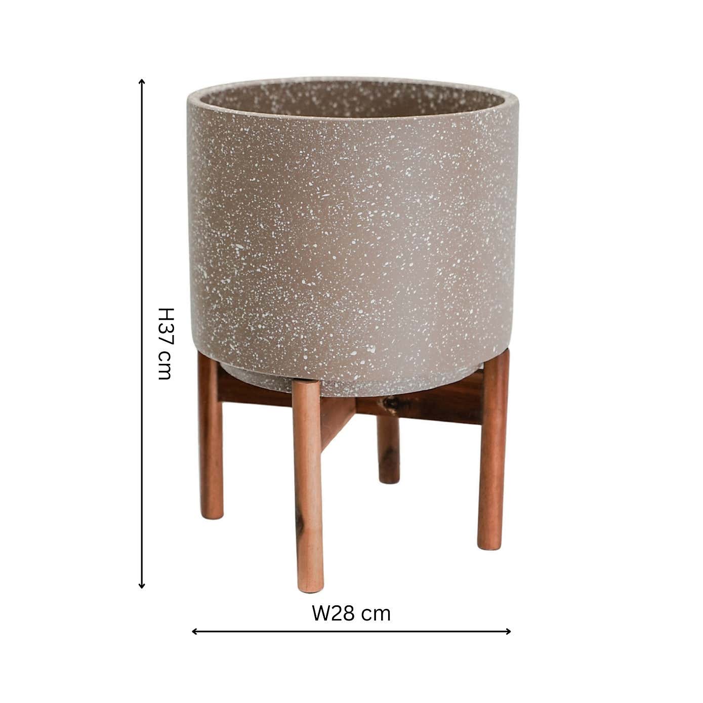 Valetta Speckled Ceramic Plant Pot with Stand