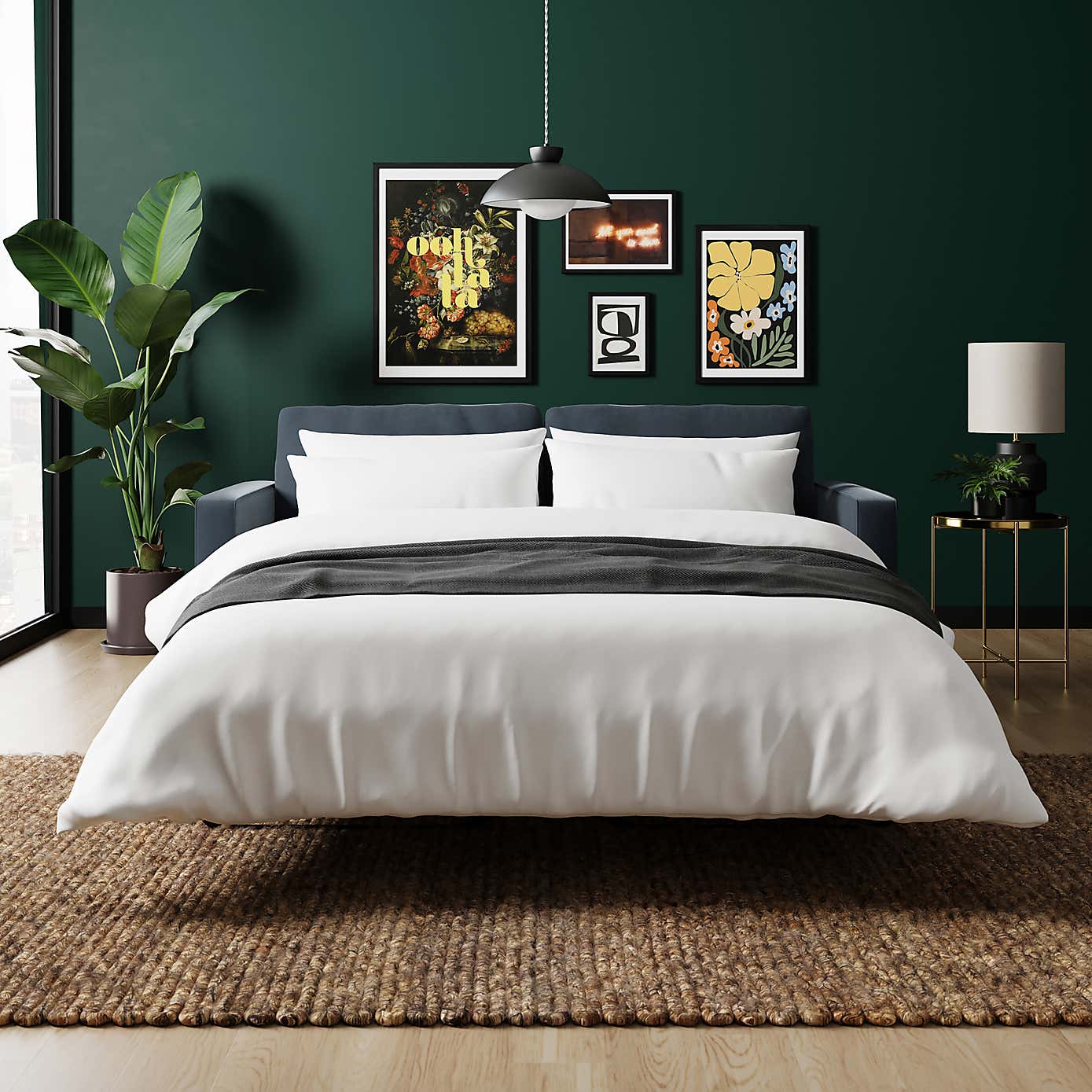 Zoe Velvet 3 Seater Double Sofa Bed