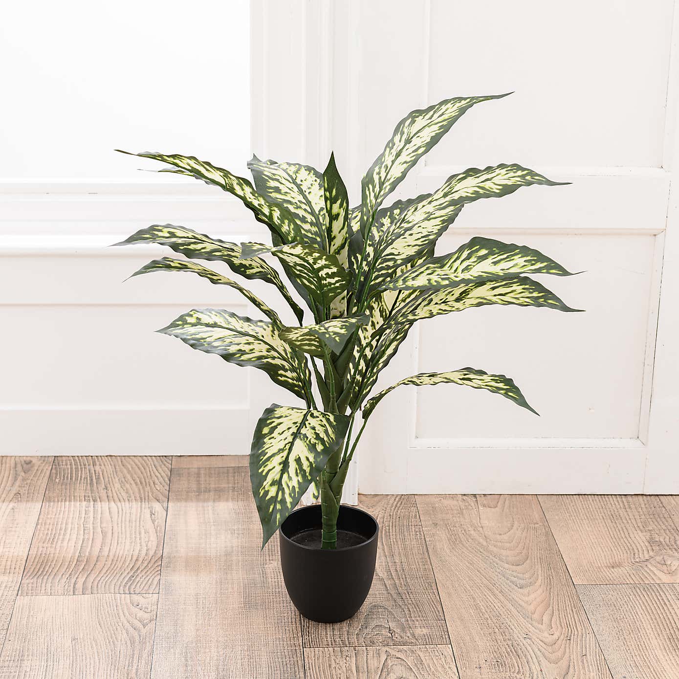 Artificial Dieffenbachia in Black Plant Pot