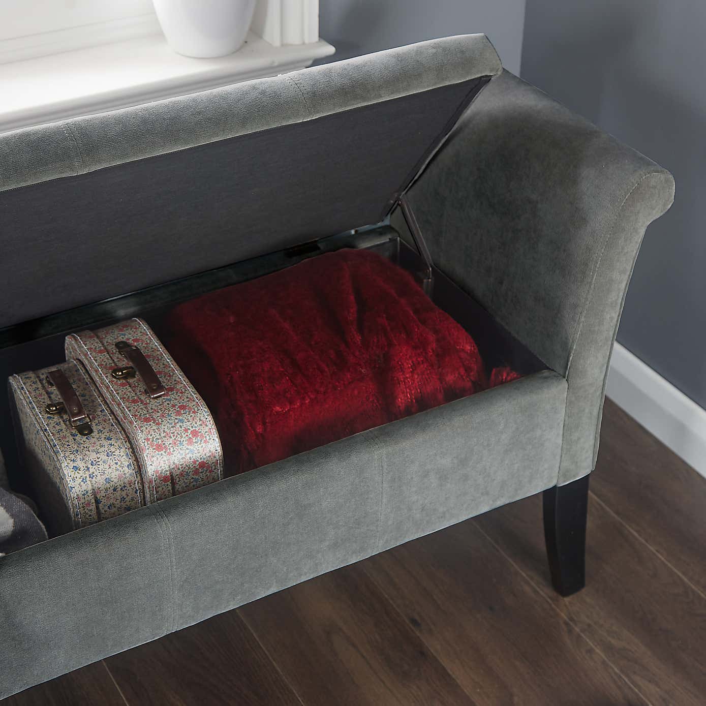 Balmoral Grey Chenille Window Seat