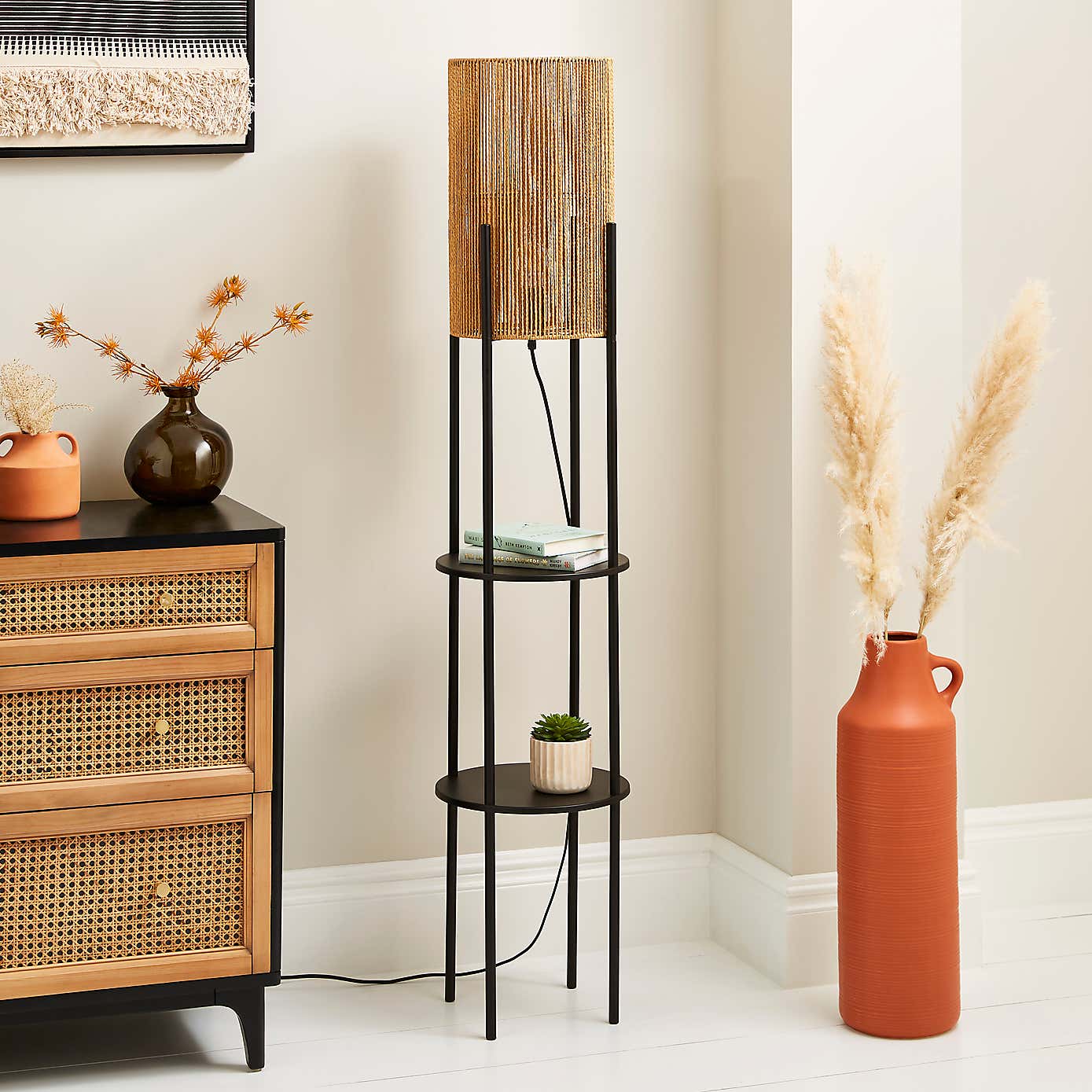 Kabir String Shelved Floor Lamp