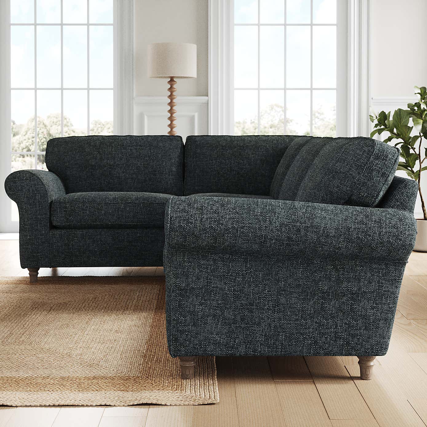 Flori Corner Sofa, Chunky Chenille