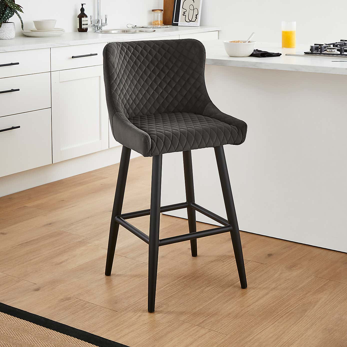 Montreal Bar Stool Charcoal Velvet