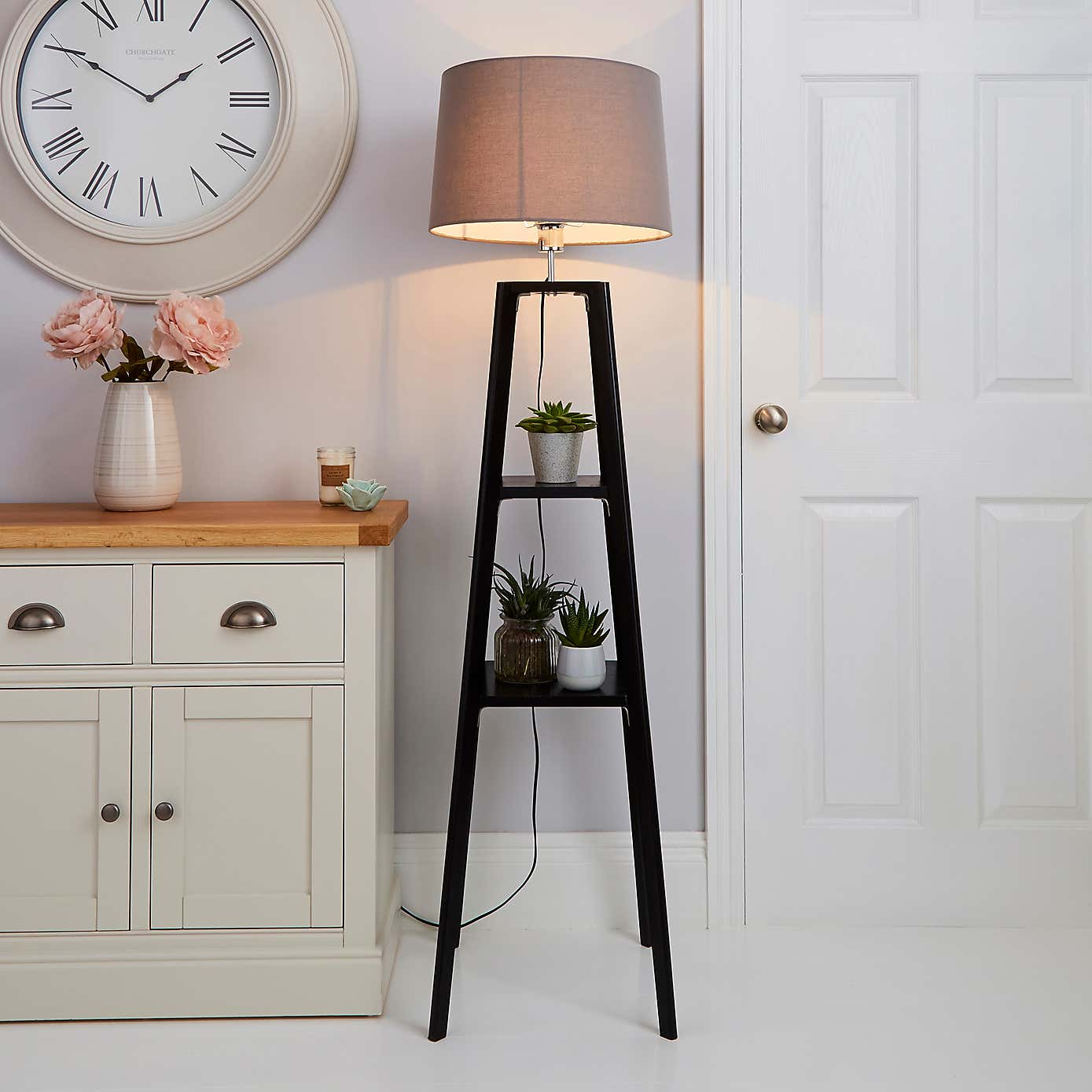 Beaumont Plant Stand WoodenFloor Lamp