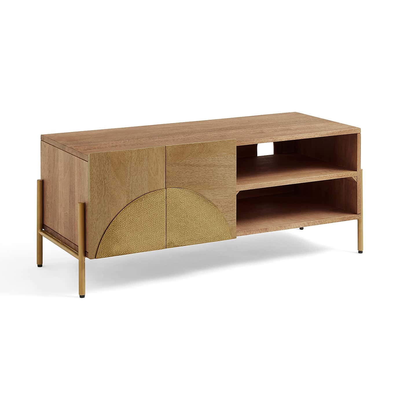 Zaneta Small TV Unit For TVs up to 42", Mango Wood and Brass
