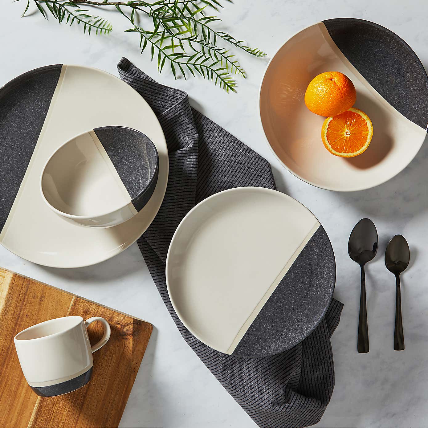 Elements Dipped Charcoal Stoneware Dinner Plate