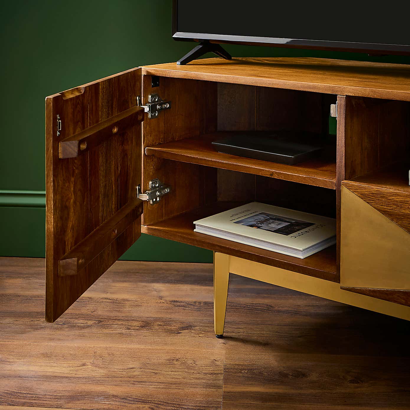 Zadie Corner TV Unit for TVs up to 42", Mango Wood