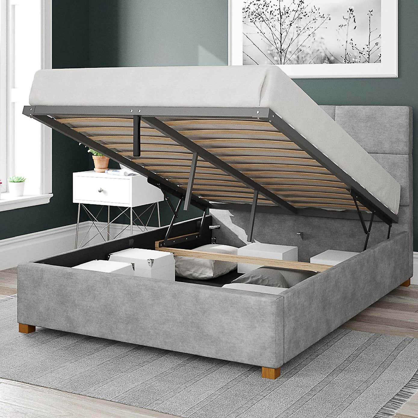 Caine Kimyo Linen Ottoman Bed Frame