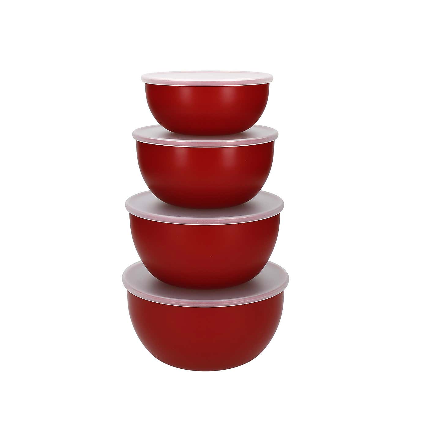 KitchenAid Set of 4 Empire Red Prep Bowls with Lids