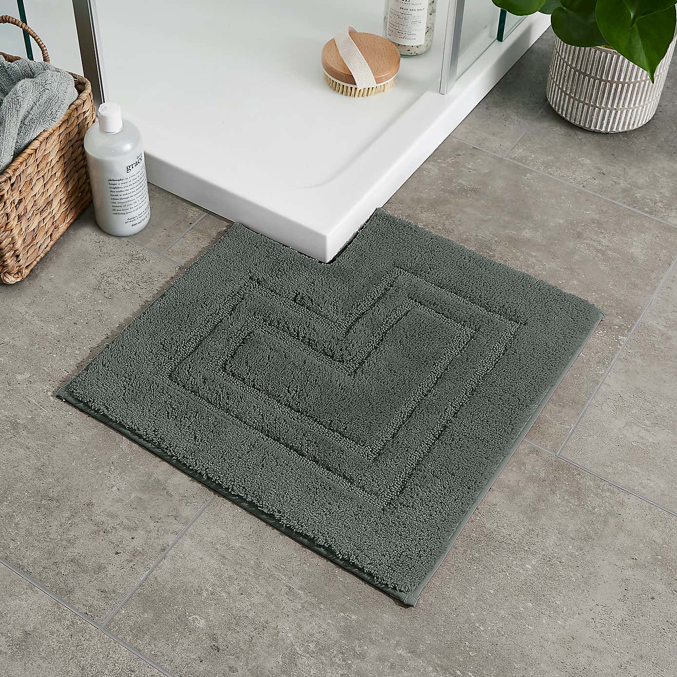 Luxury Cotton L Shaped Shower Mat