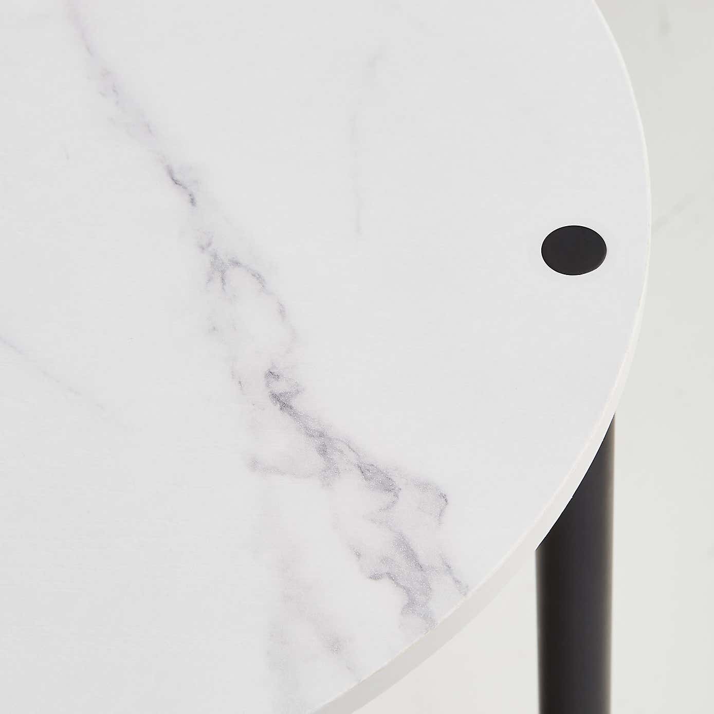 Aiko Side Table with 1 LED Light Black and Faux Marble