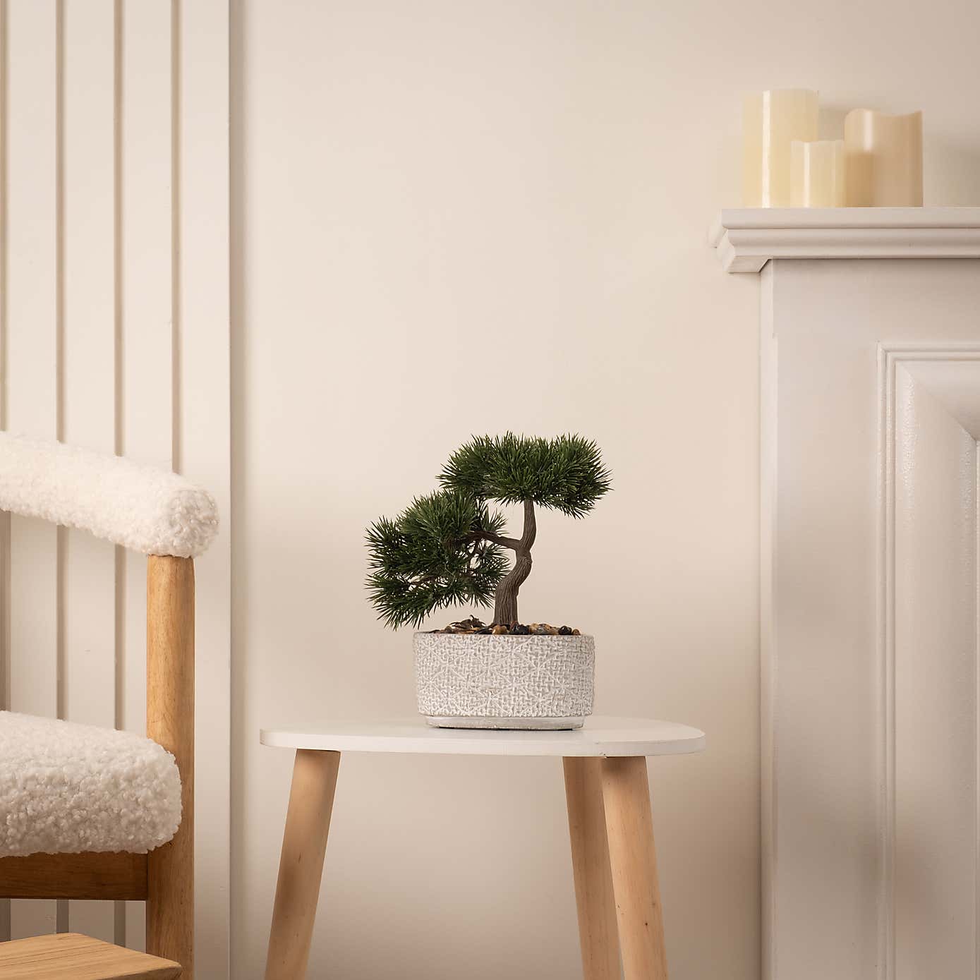 Artificial Bonsai Tree in Textured Cement Plant Pot
