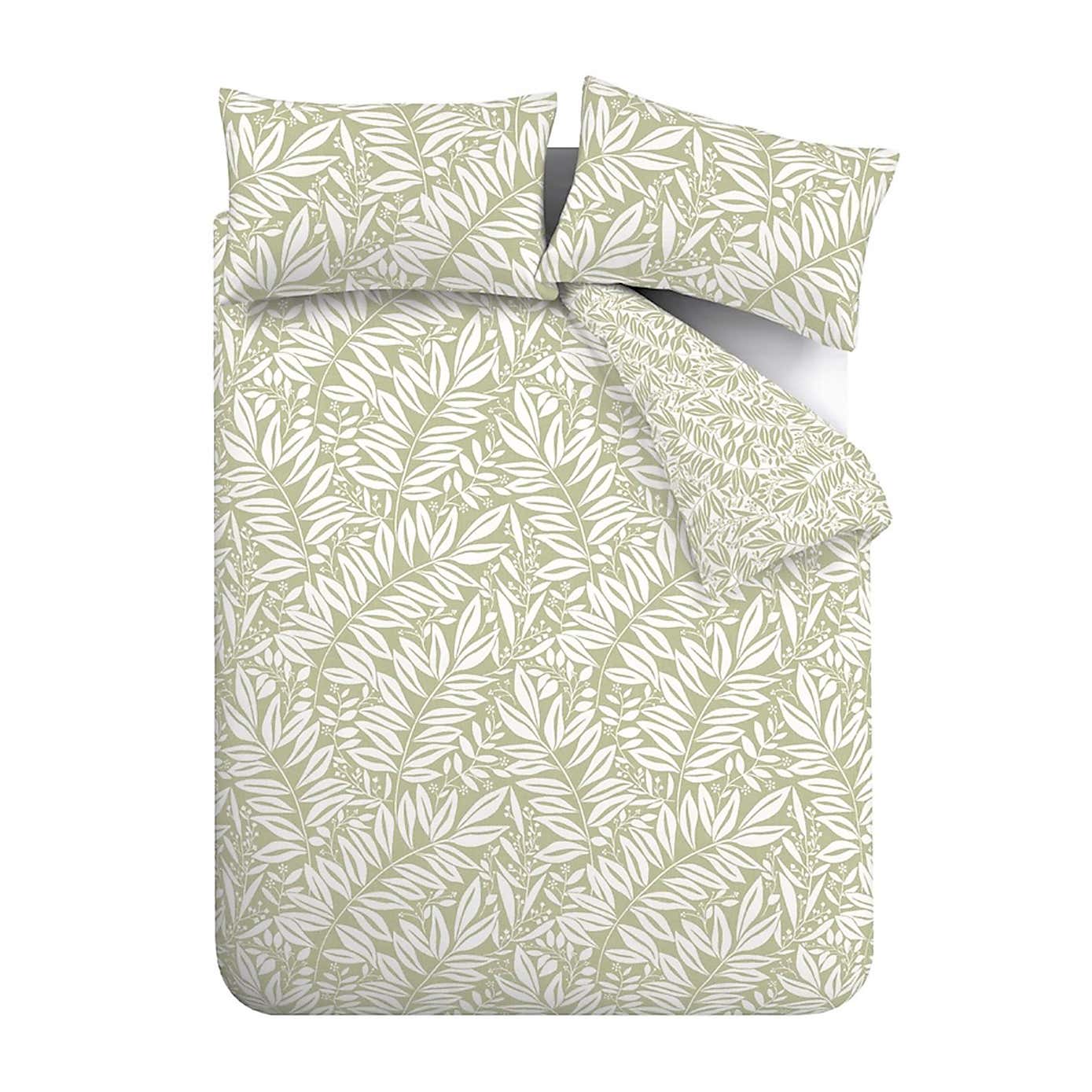 Catherine Lansfield Sorrel Leaves Reversible Duvet Cover & Pillowcase Set