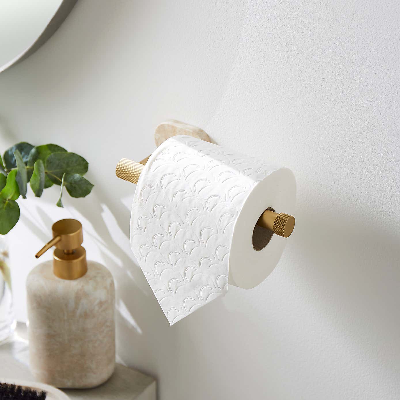 Minimal Luxe Gold Marble Effect Toilet Roll Holder