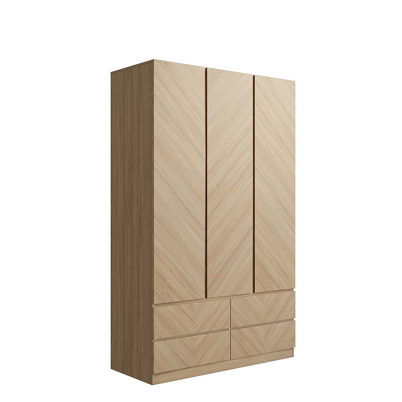 Taranto Triple, 4 Drawer Wardrobe Euro Oak