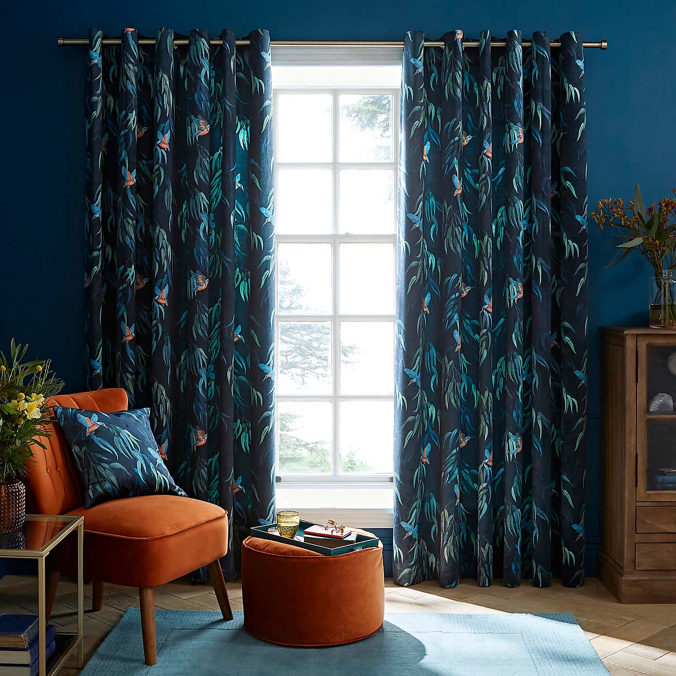 Natural History Museum Kingfisher Eyelet Curtains