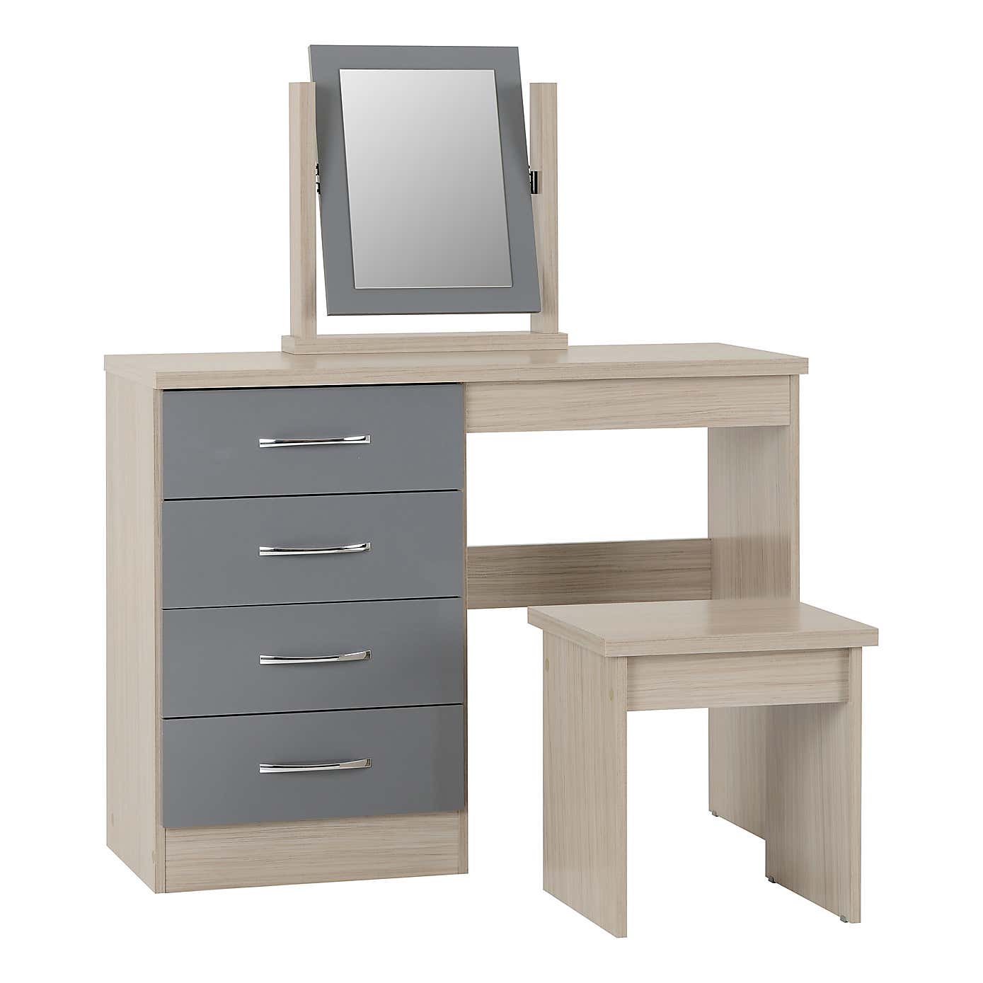 Nevada 4 Drawer Dressing Table Set with Mirror