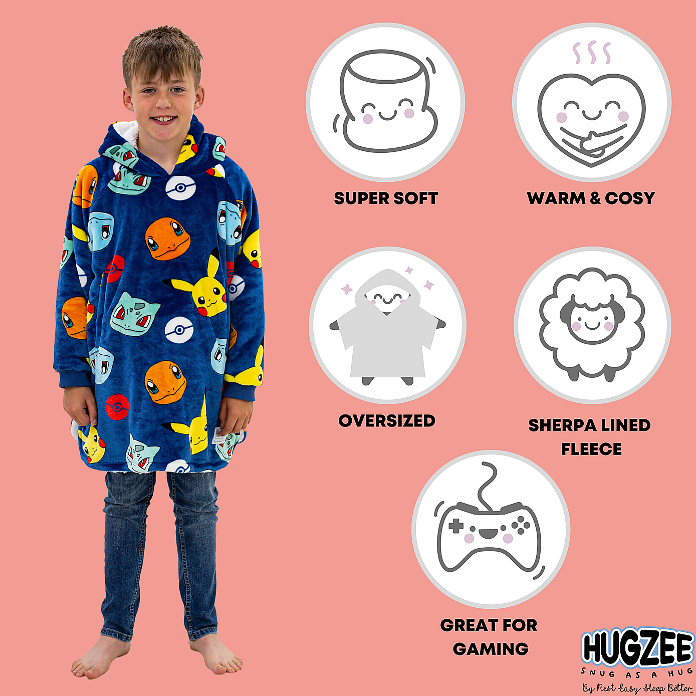 Pokemon Badges Hooded Wearable Fleece