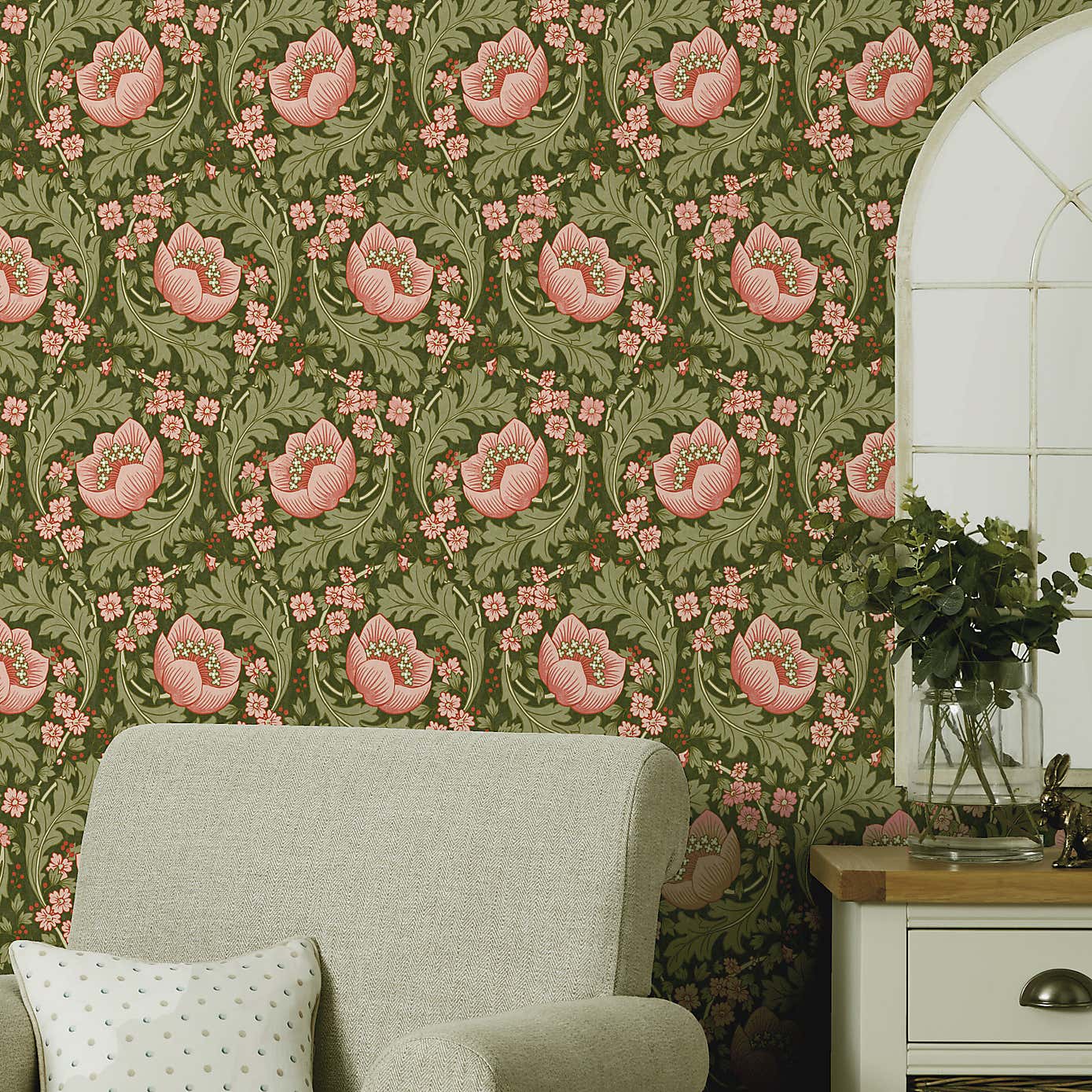 Arts and Crafts Floral Wallpaper