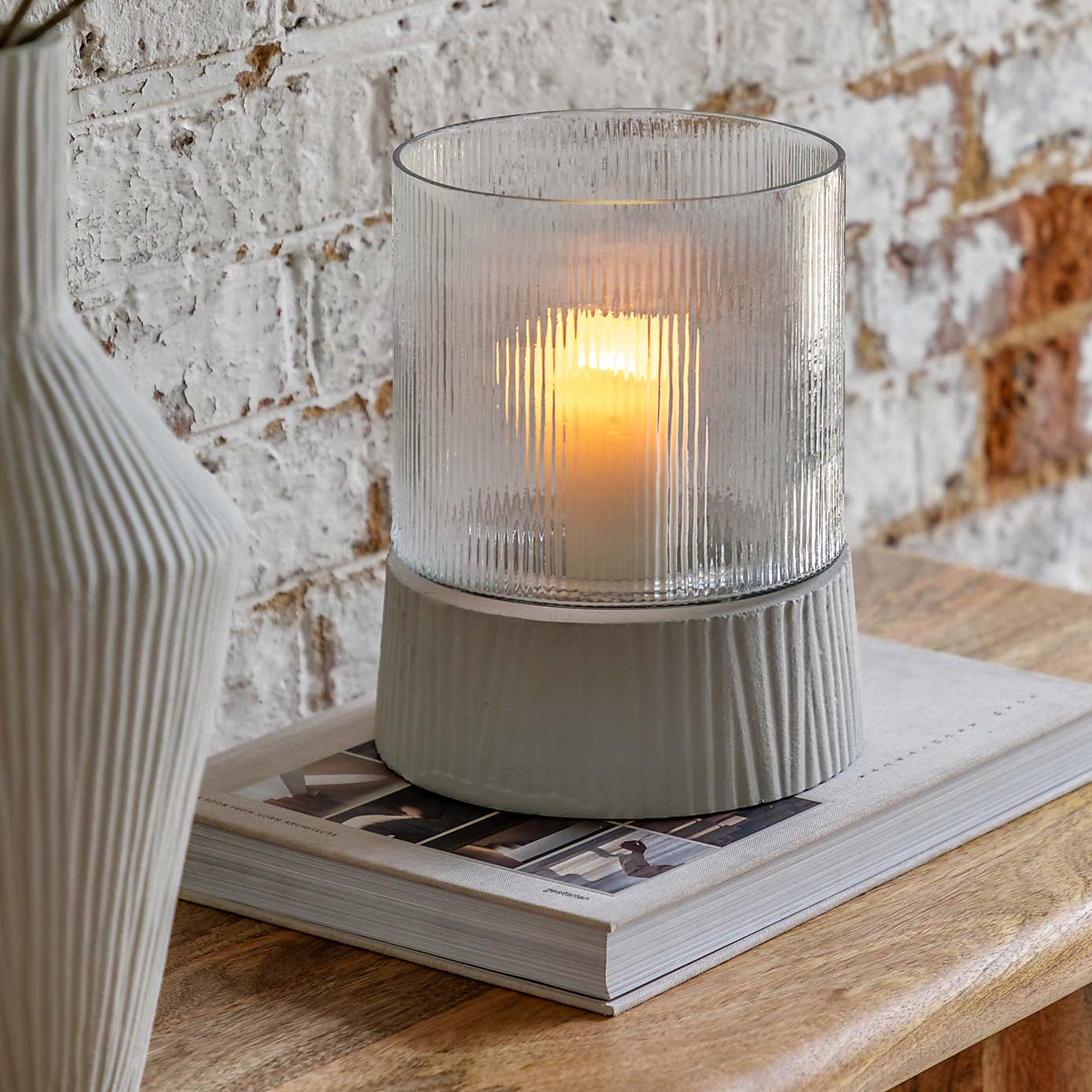 Zahara Glass Hurricane Candle Holder