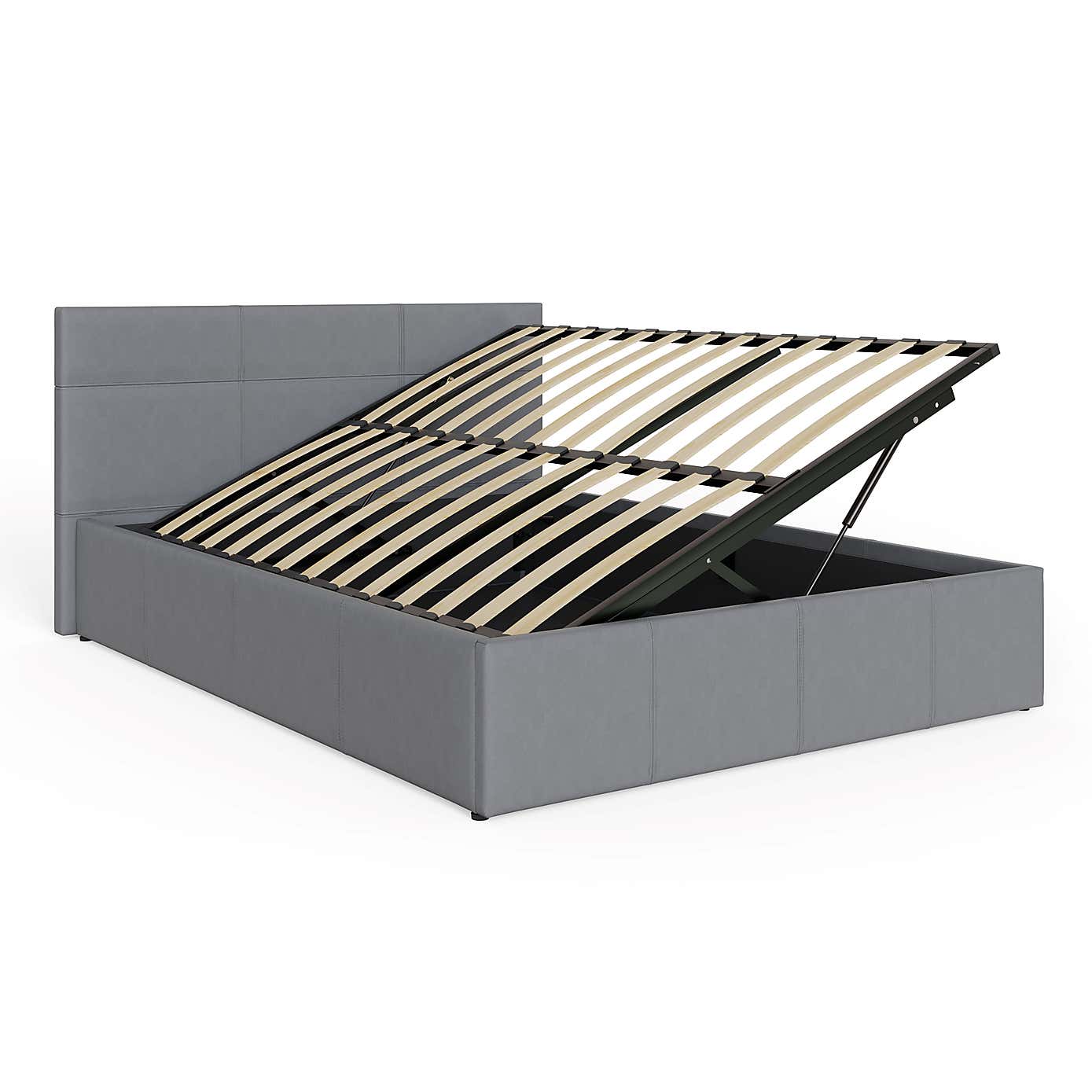 Side Lift Ottoman Bed Frame, Faux Leather