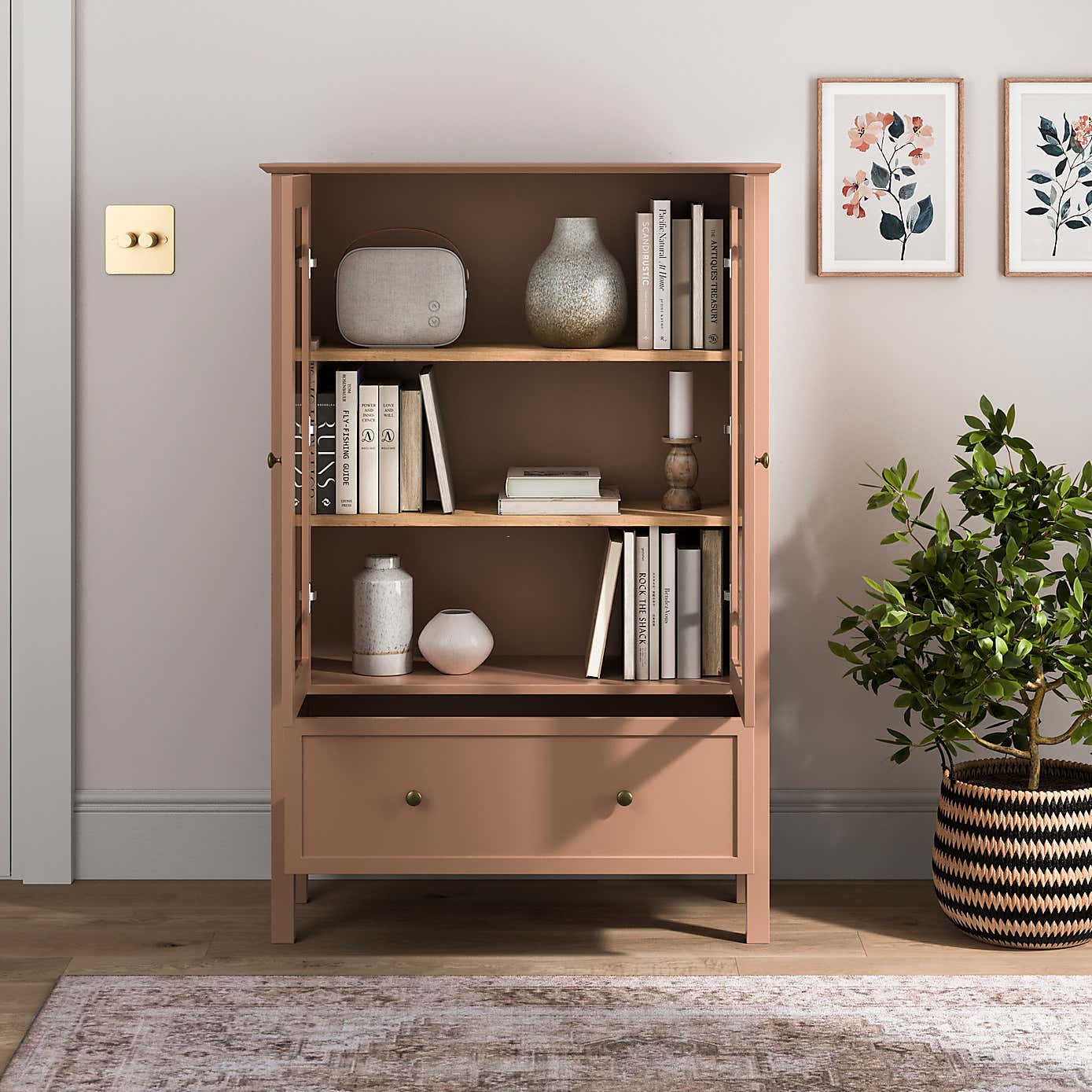 Hanworth Large Display Cabinet, Clay