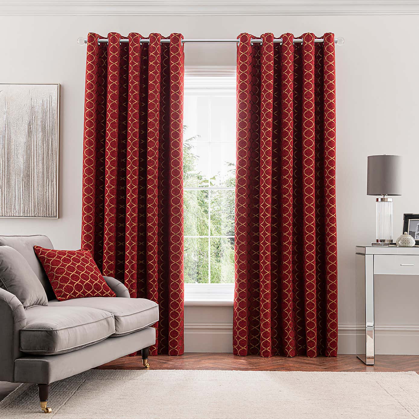 Chenille Ogee Eyelet Curtains