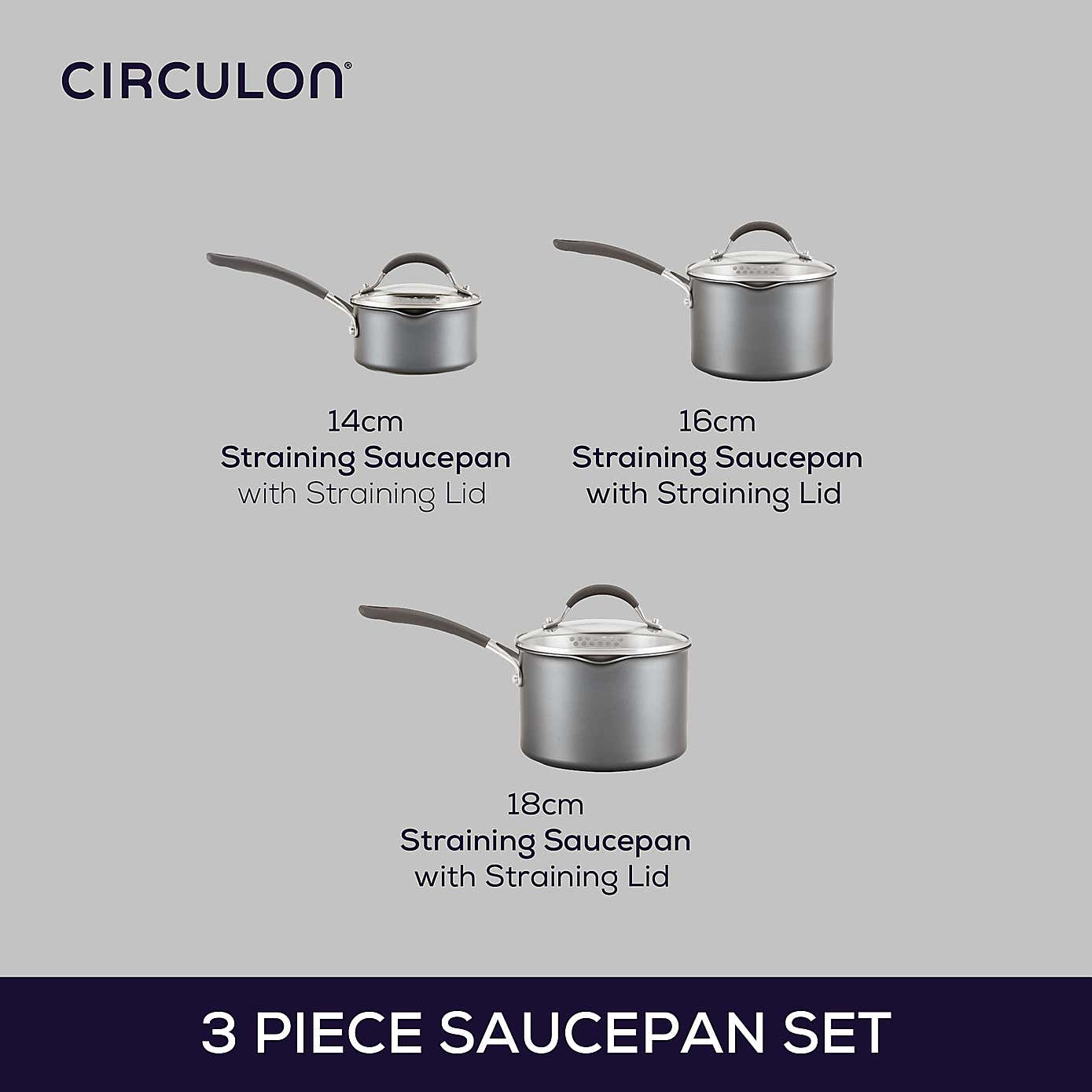 Circulon Scratch Defense Extreme Non-Stick 3 Piece Saucepan Set