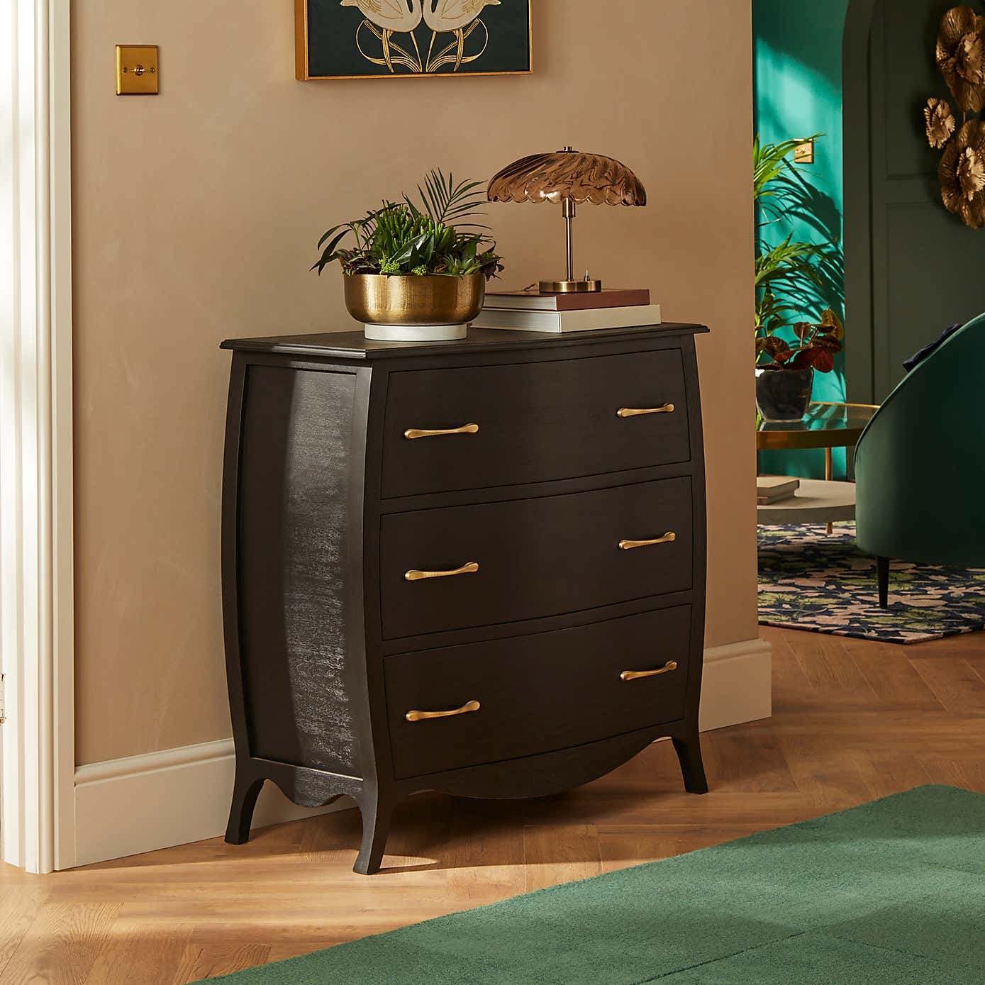 Keiko 3 Drawer Chest, Black Mango Wood