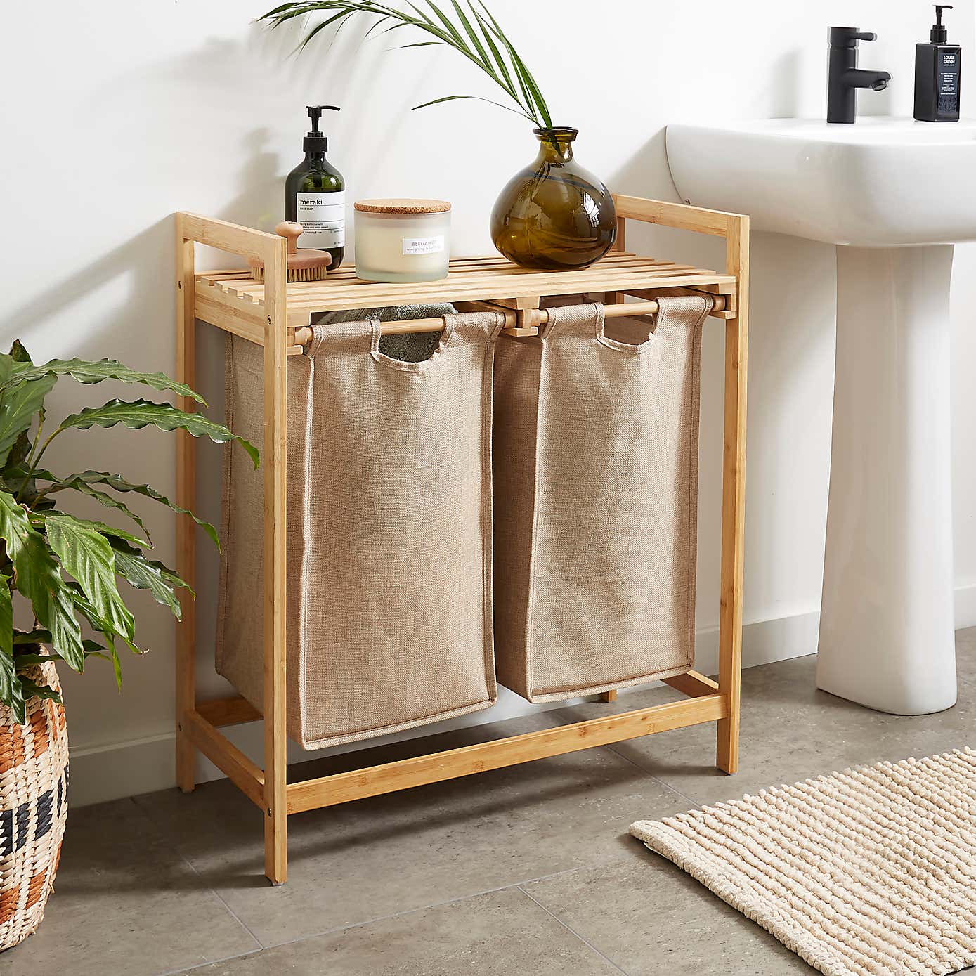 Lights and Darks Bamboo Double Laundry Hamper