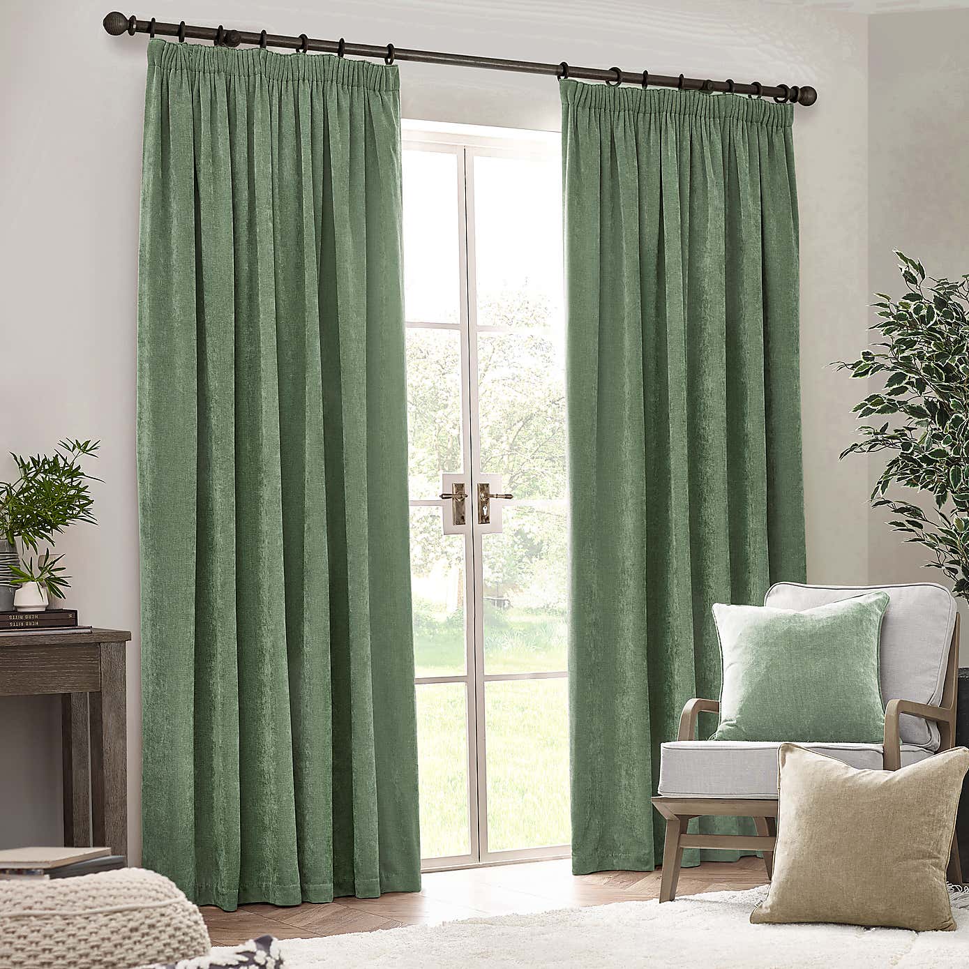 Yard Heavy Chenille Pencil Pleat Curtains