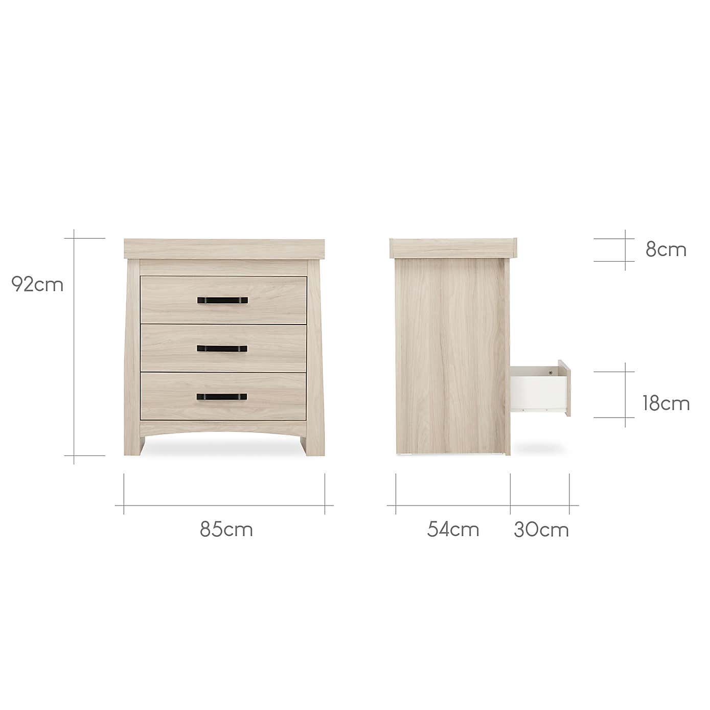 CuddleCo Isla 3 Piece Nursery Furniture Set, Ash