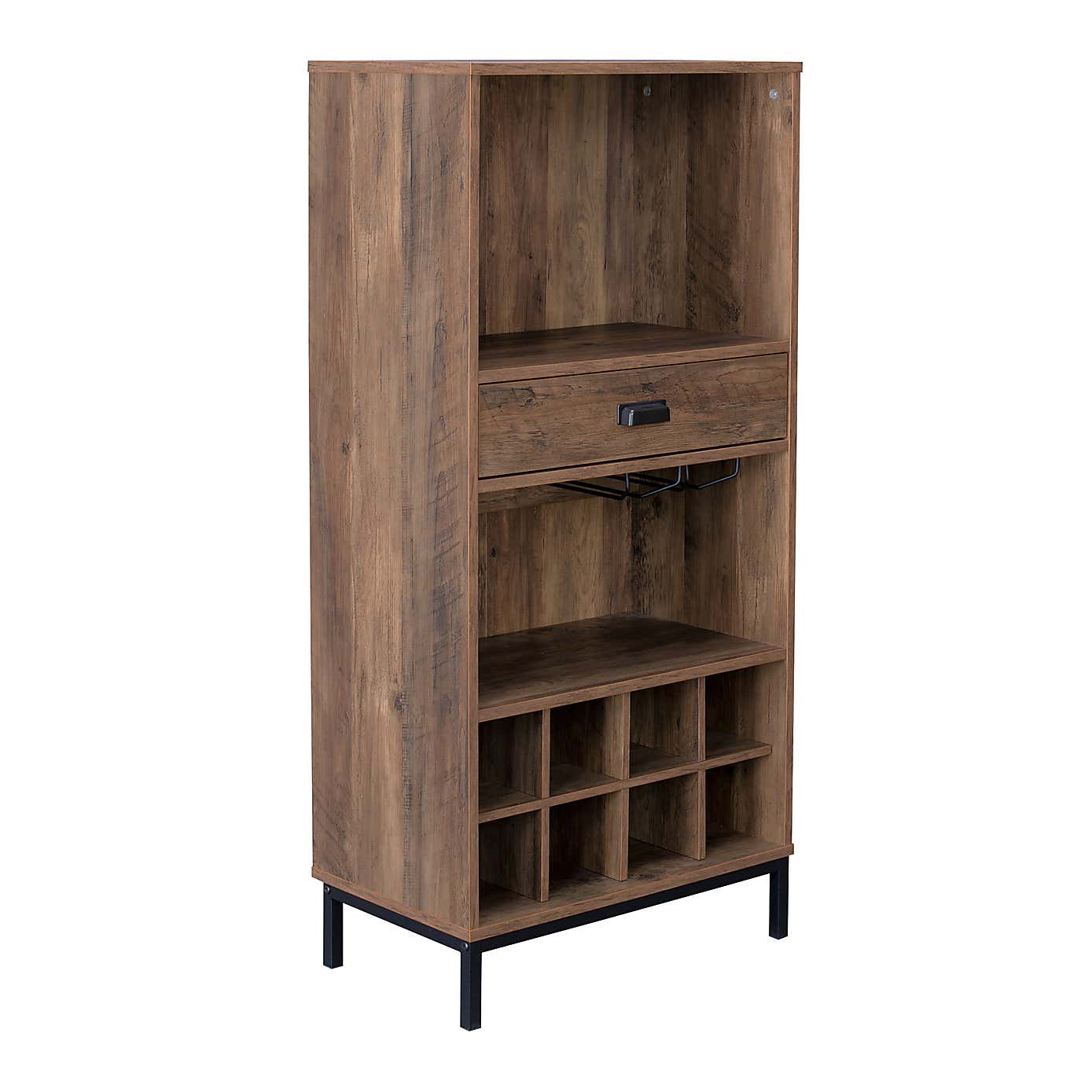 Fulton Compact Wine Cabinet, Pine Effect
