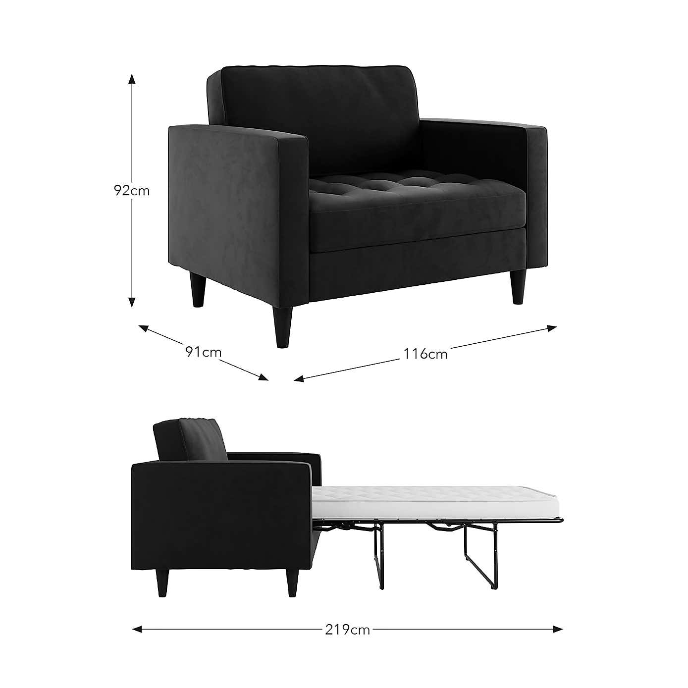 Zoe Velvet Snuggle Single Sofa Bed