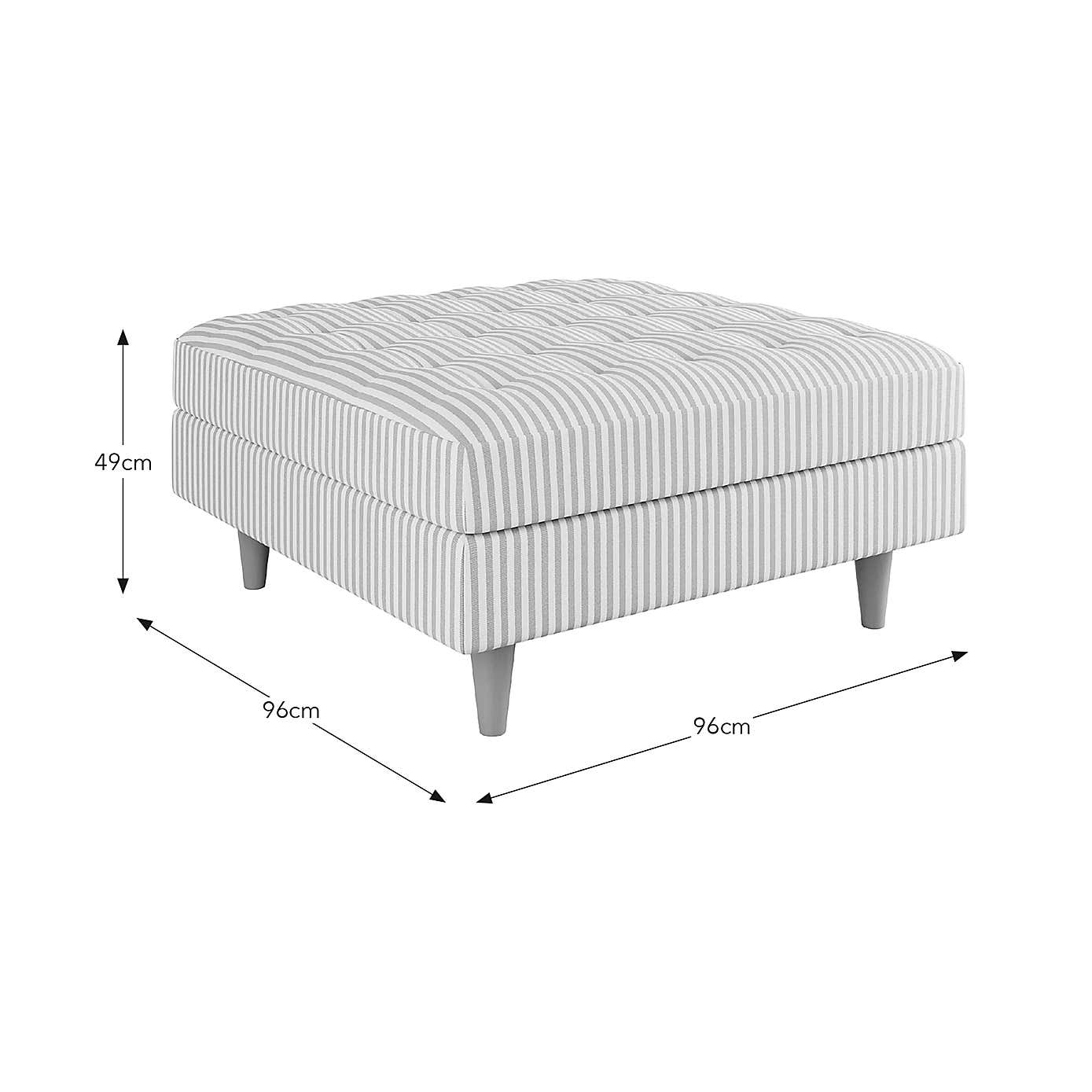 Zoe Square Storage Footstool, Pinstripe