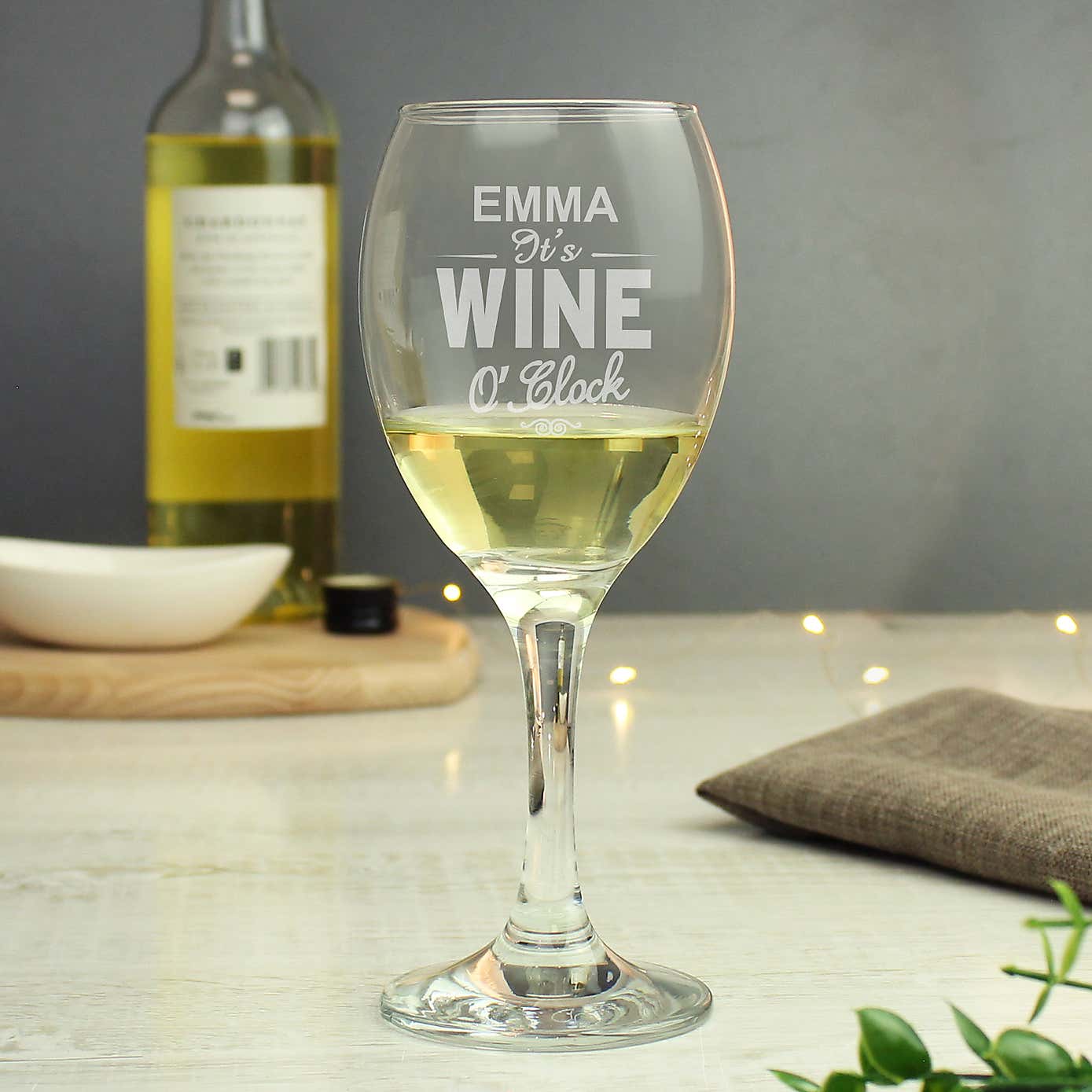 Personalised Wine OClock Engraved Wine Glass