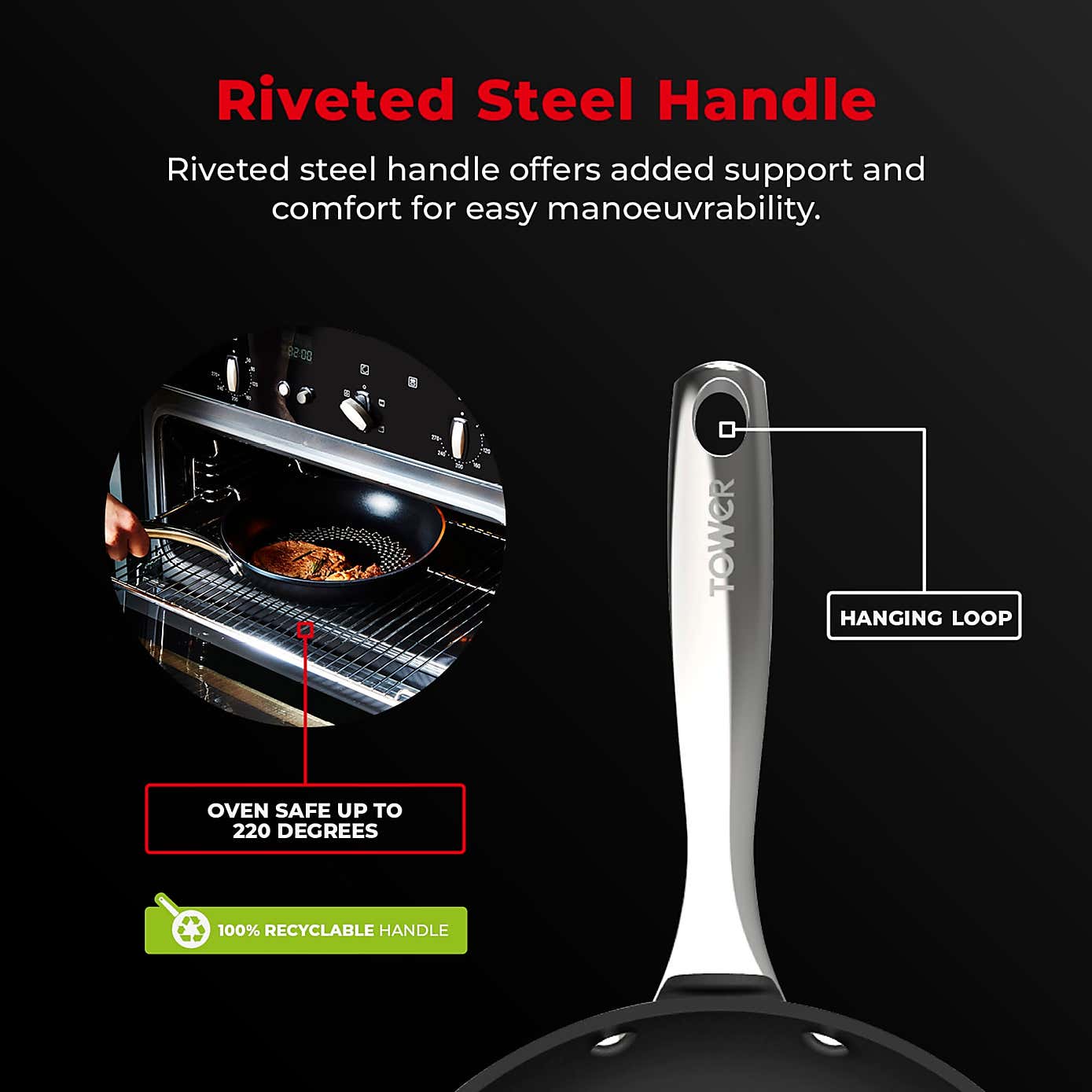 Tower Smart Start Non-Stick Ultra Forged Aluminium Frying Pan, 30cm