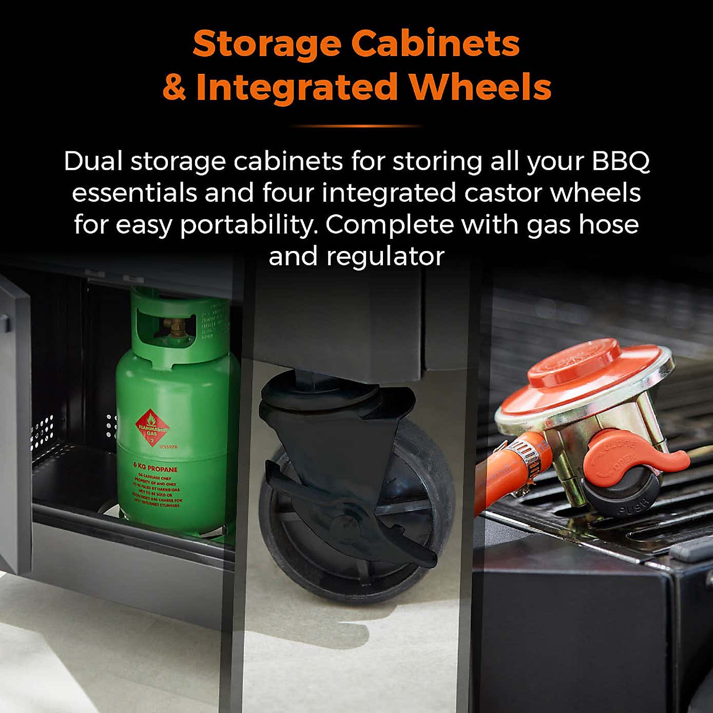 Tower Stealth Pro Six Burner Gas BBQ, Black Steel