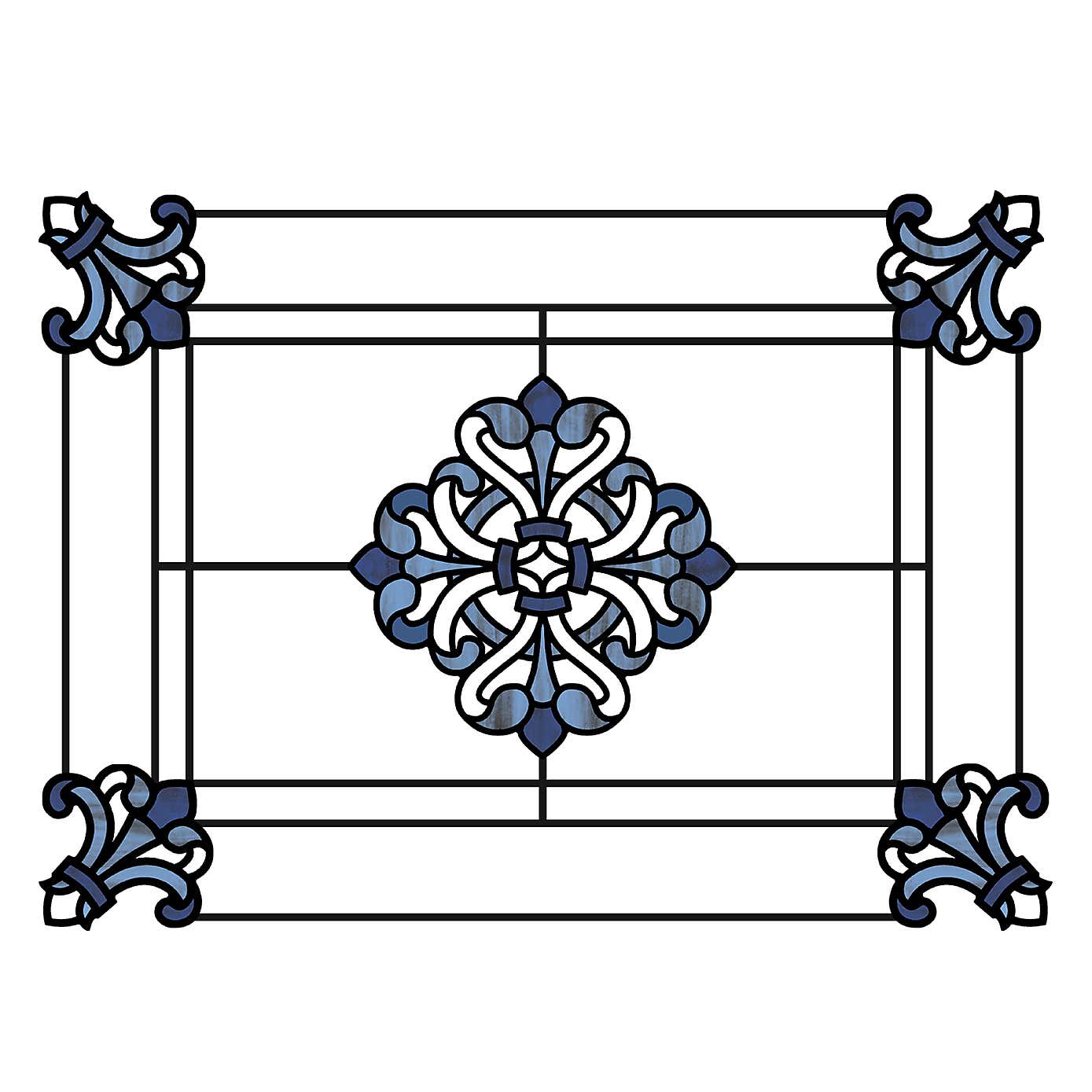 Blue Medici Static Stained Glass Decal