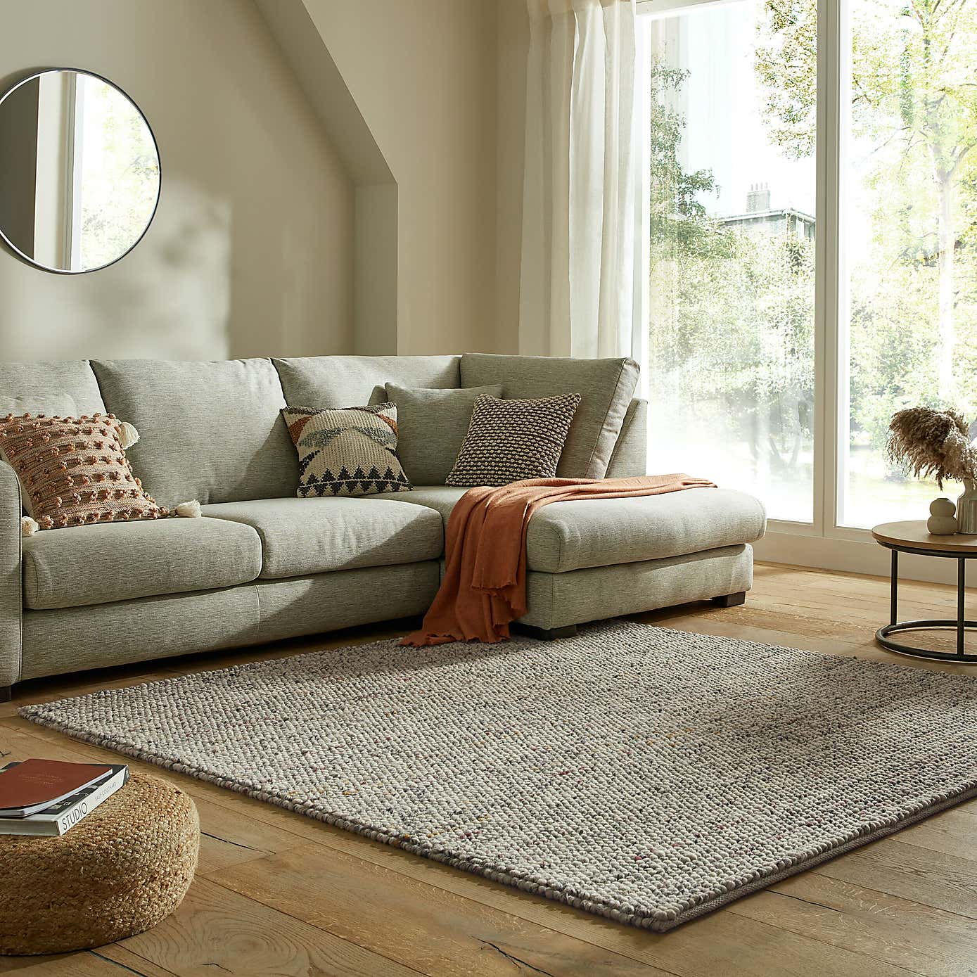 Pebble Grey Square Rug