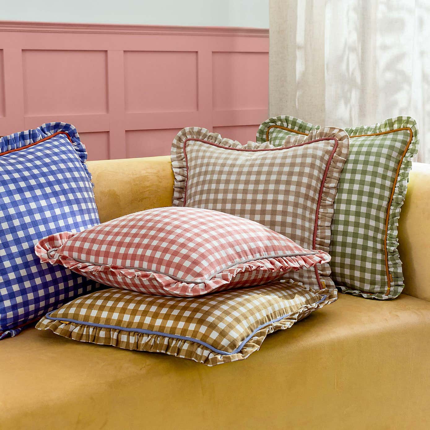 furn. Maude Gingham Cotton Square Cushion