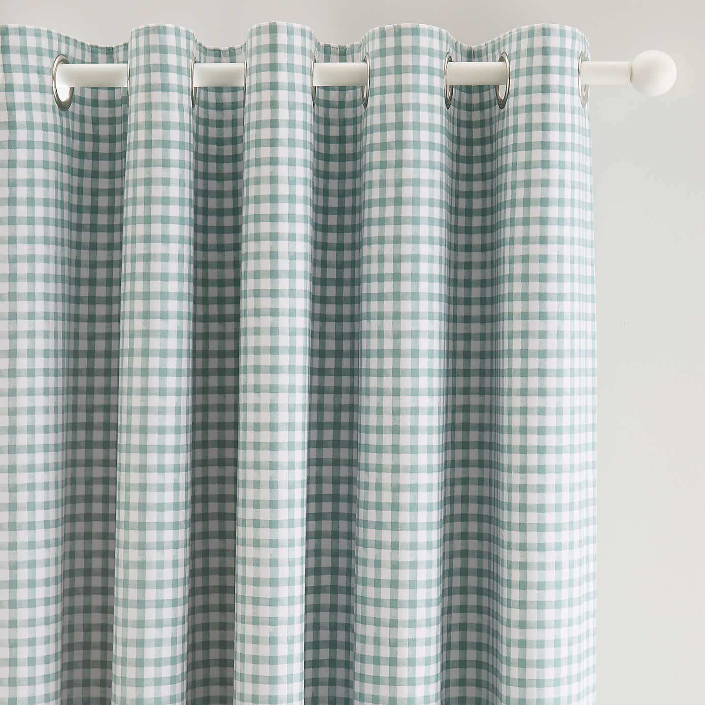 Green Gingham Blackout Eyelet Curtains